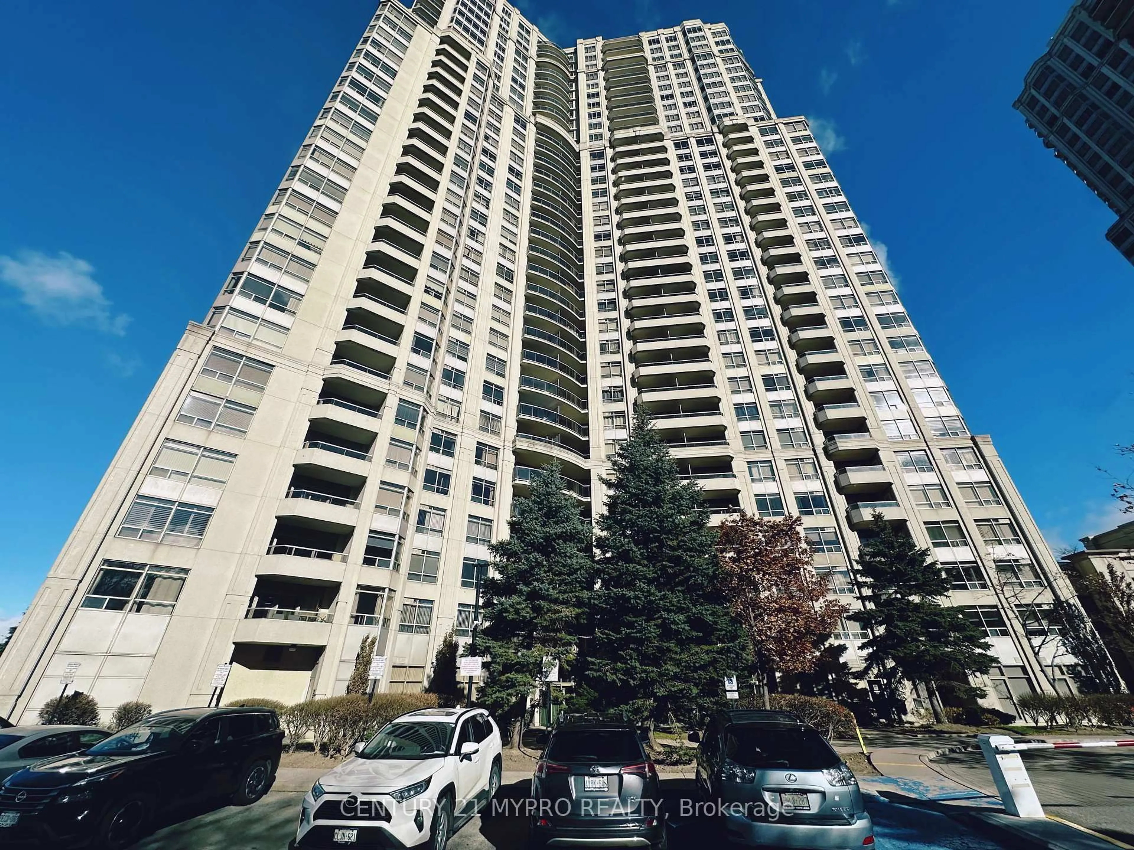 A pic from outside/outdoor area/front of a property/back of a property/a pic from drone, city buildings view from balcony for 35 Kingsbridge Garden Circ #2201, Mississauga Ontario L5R 3Z5