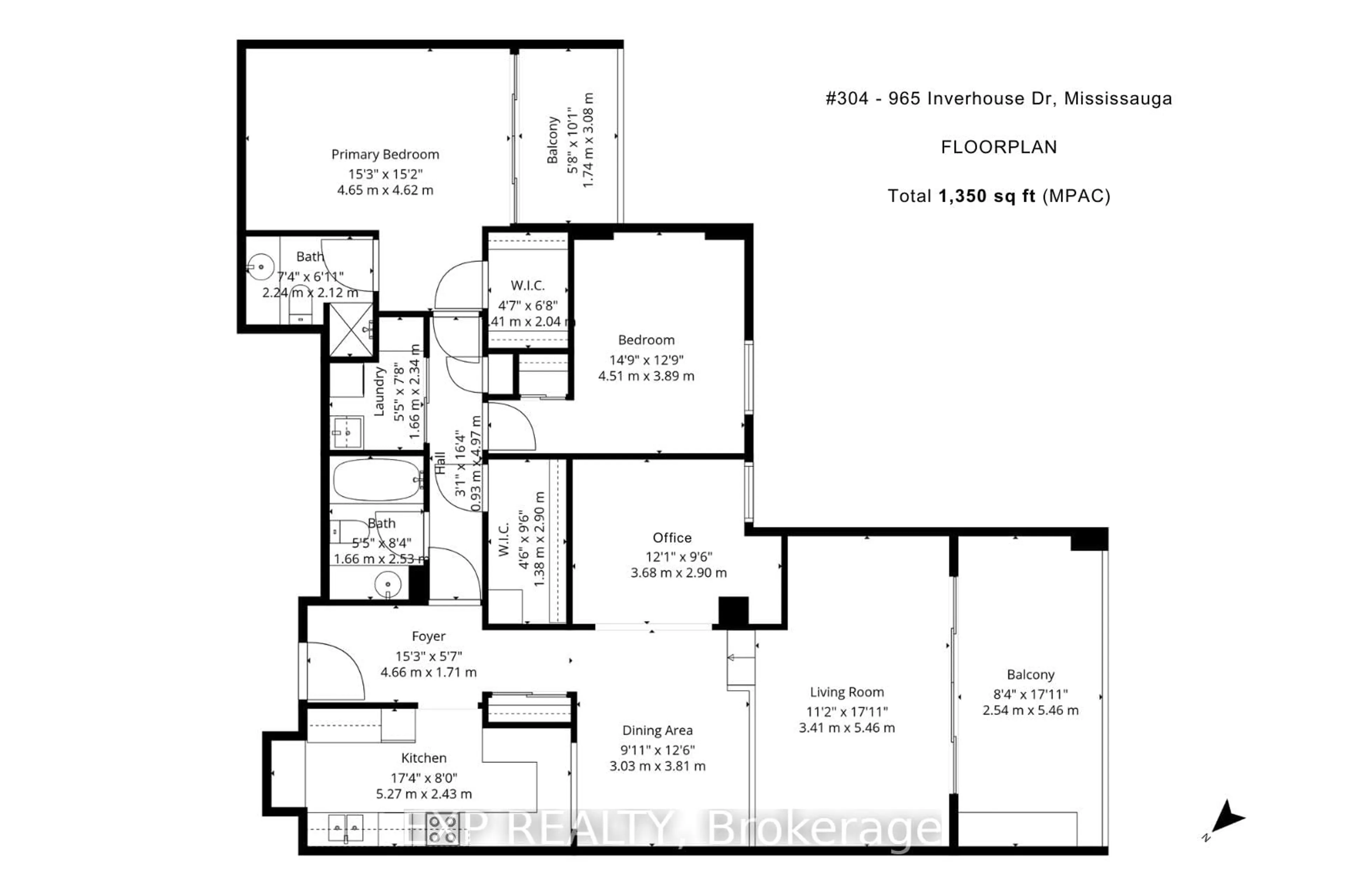 Floor plan for 965 Inverhouse Dr #304, Mississauga Ontario L5J 4B4