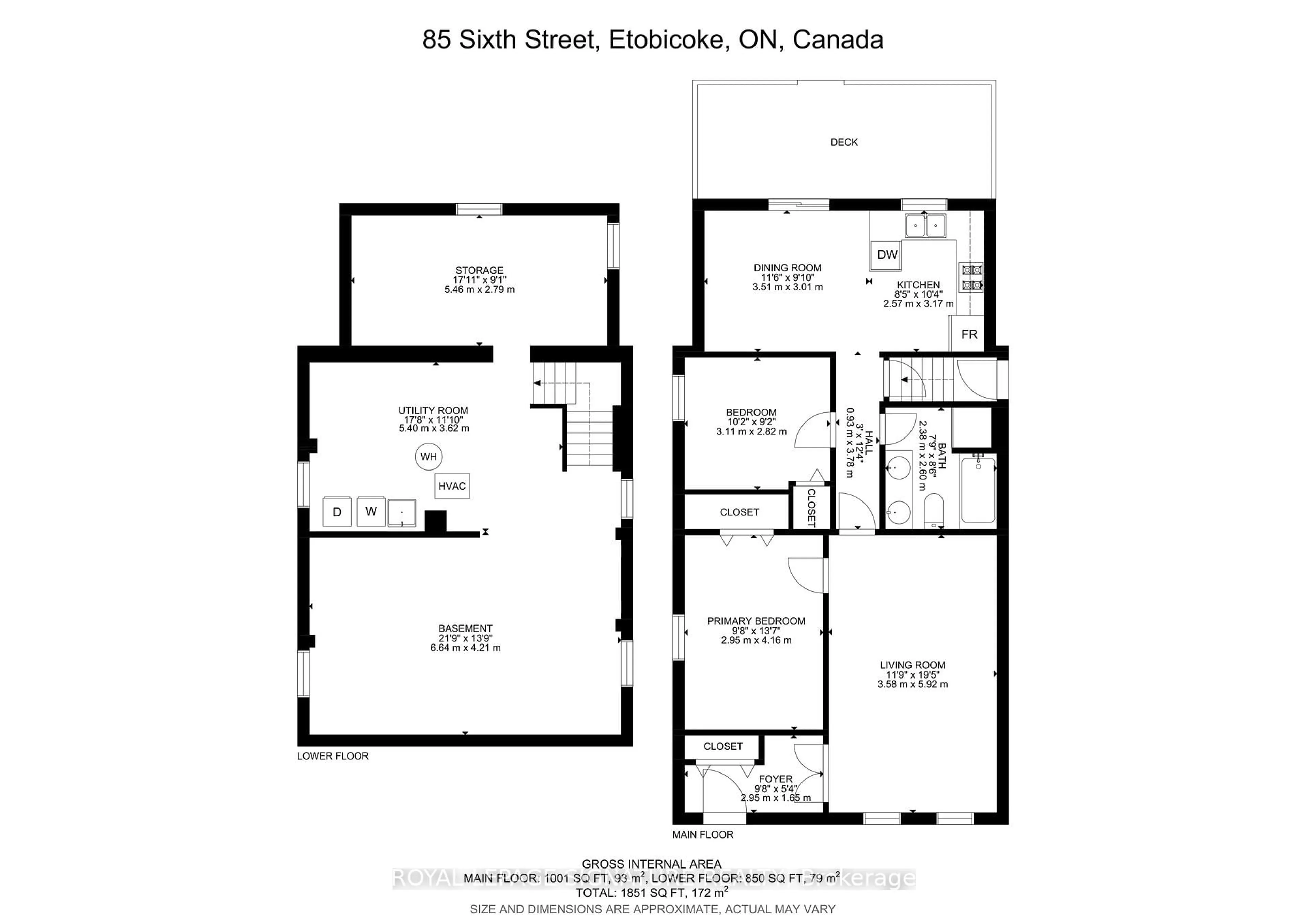 Floor plan for 85 Sixth St, Toronto Ontario M8V 3A4