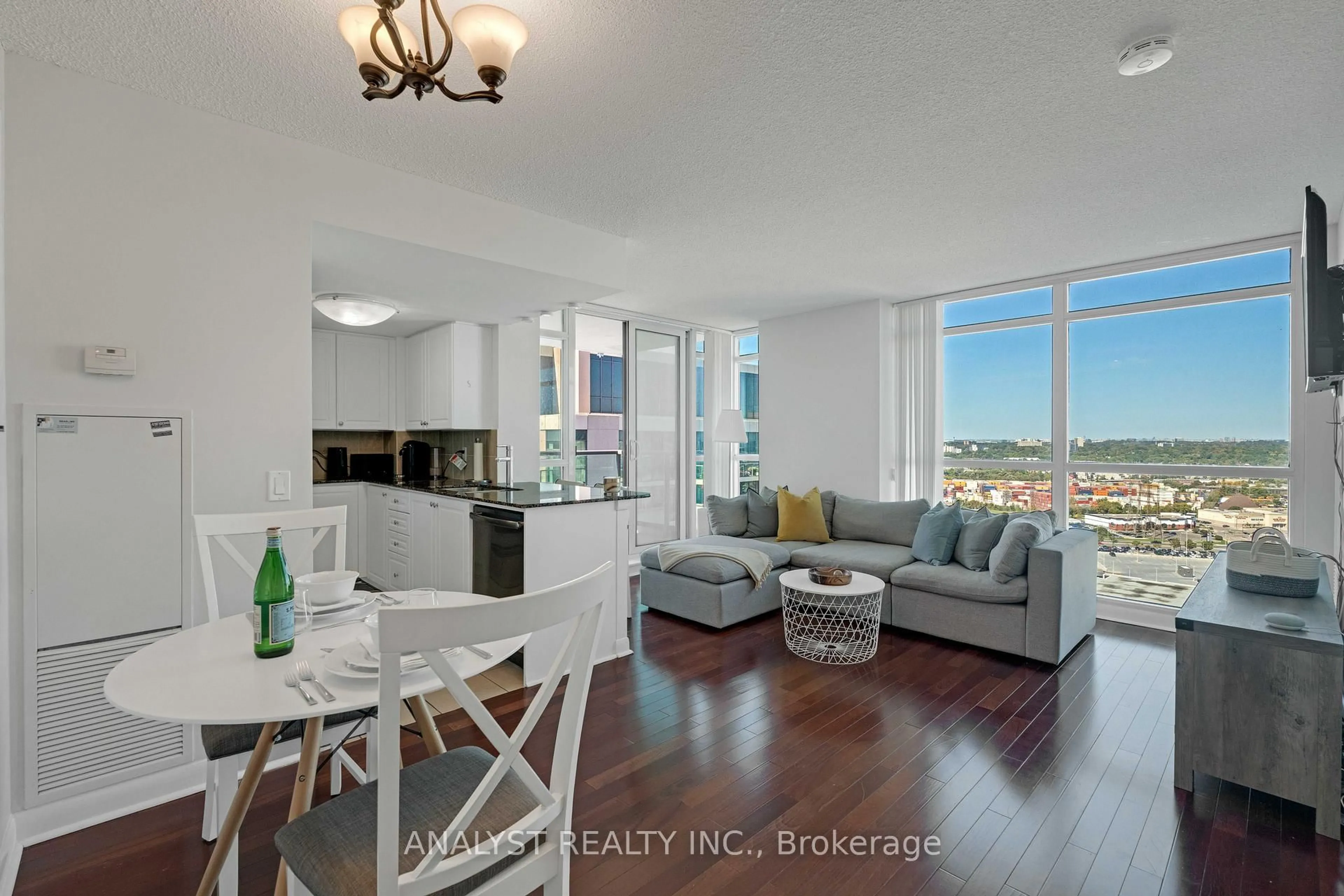 Open concept kitchen, wood/laminate floor for 225 Sherway Gardens Rd #2802, Toronto Ontario M9C 0A3