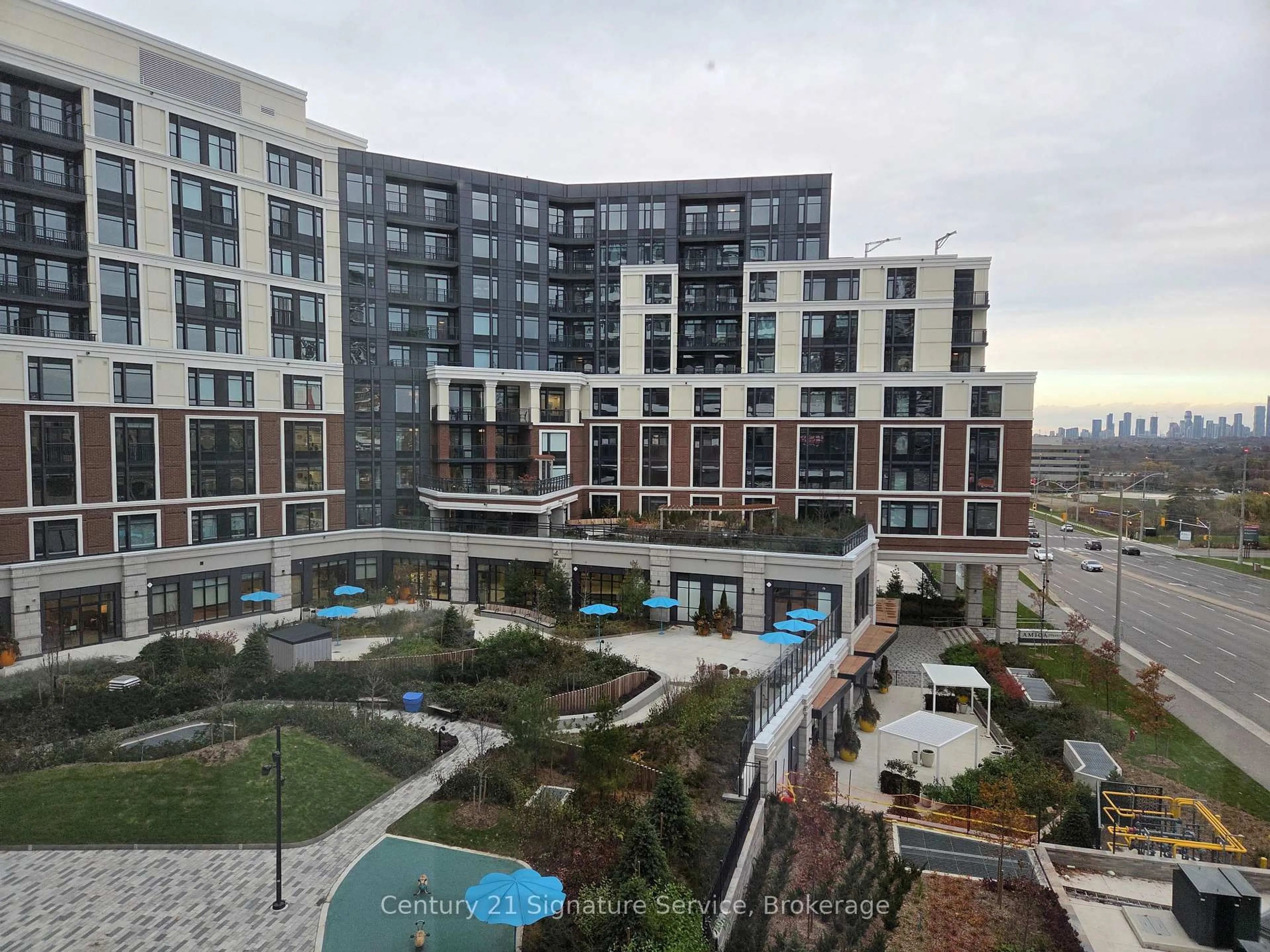 A pic from outside/outdoor area/front of a property/back of a property/a pic from drone, city buildings view from balcony for 2485 Eglinton Ave #504, Mississauga Ontario L5M 2T1