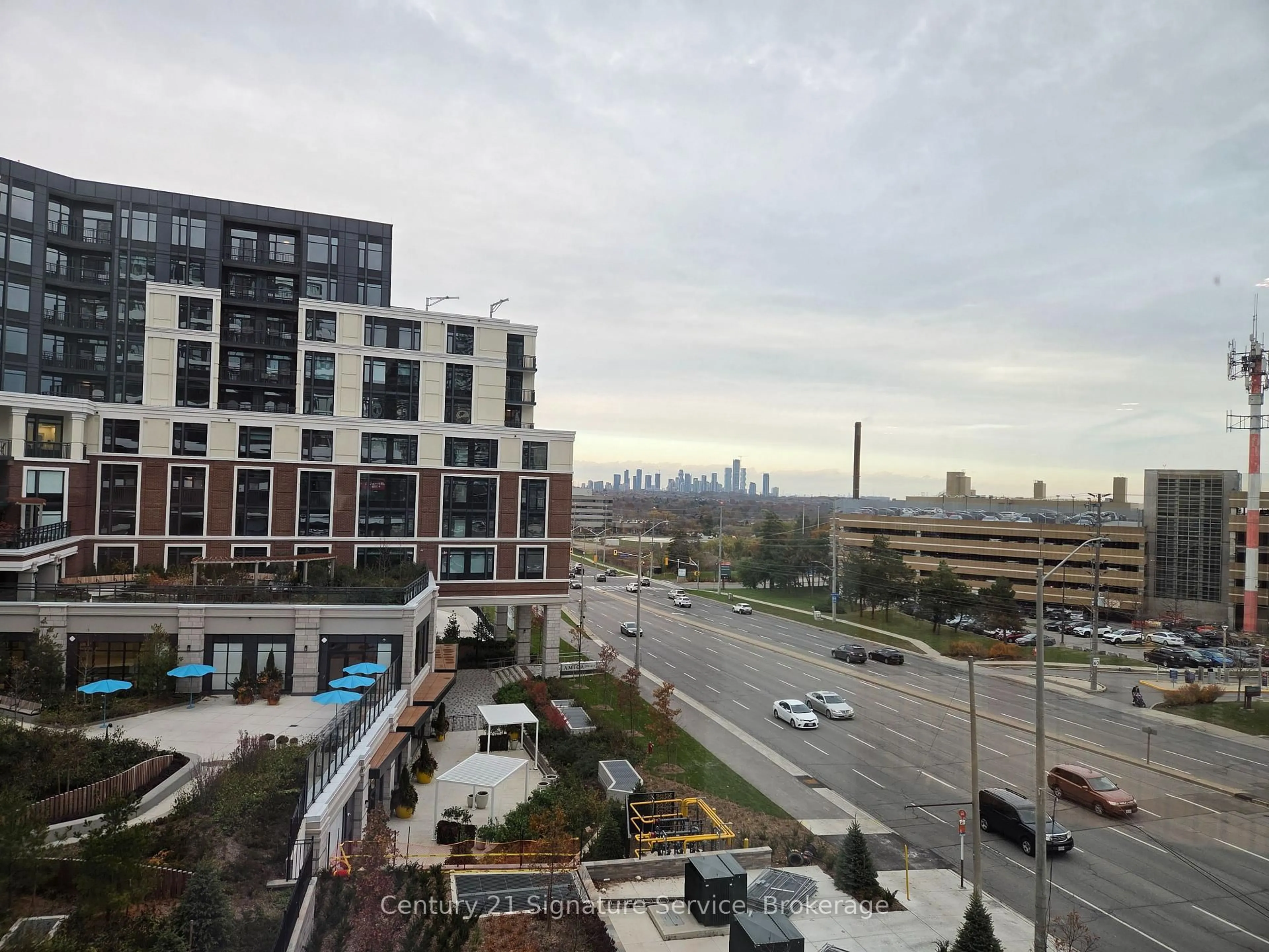 A pic from outside/outdoor area/front of a property/back of a property/a pic from drone, city buildings view from balcony for 2485 Eglinton Ave #504, Mississauga Ontario L5M 2T1