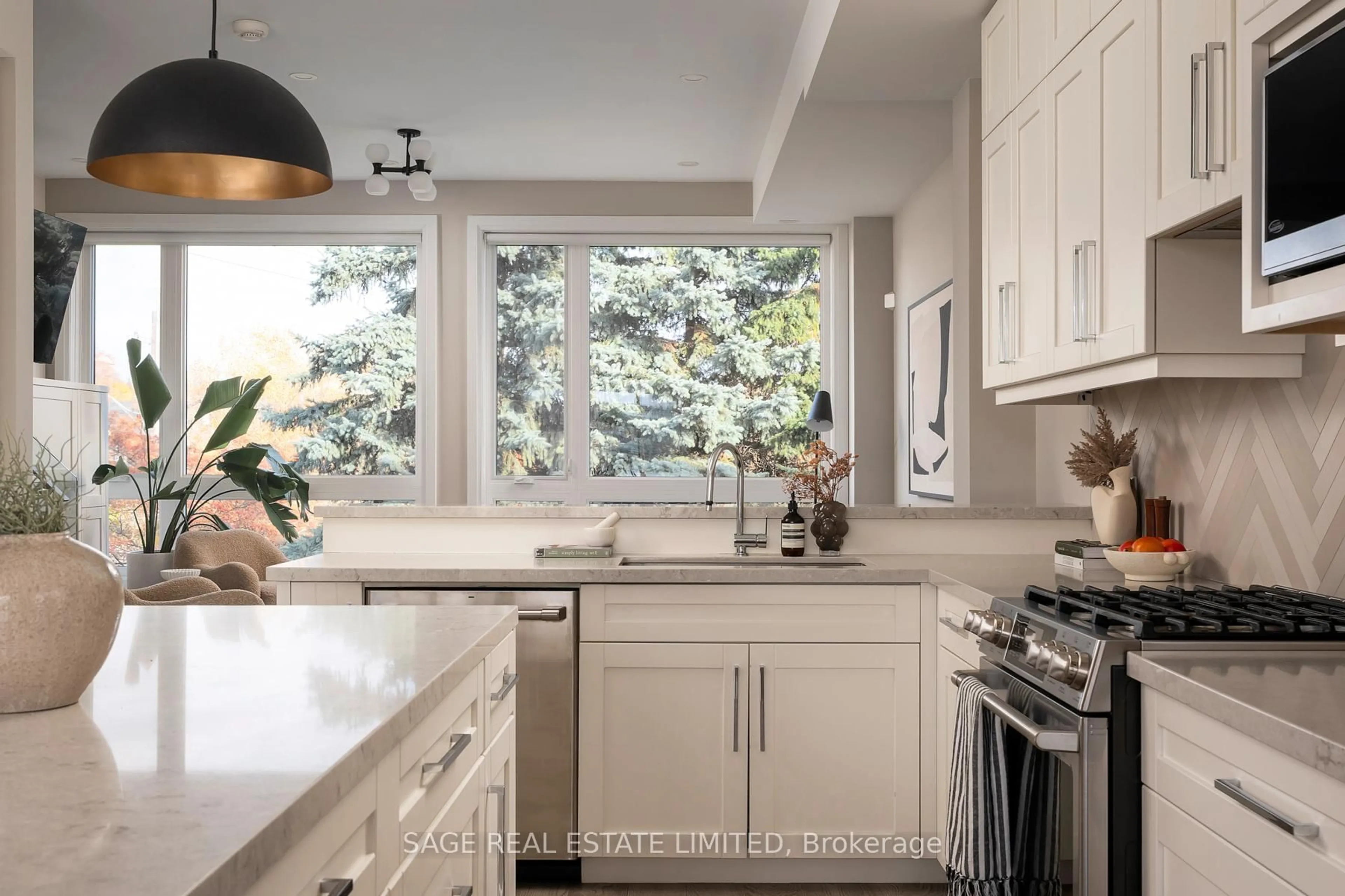 Contemporary kitchen, ceramic/tile floor for 101 Beaver Ave, Toronto Ontario M6H 2G3