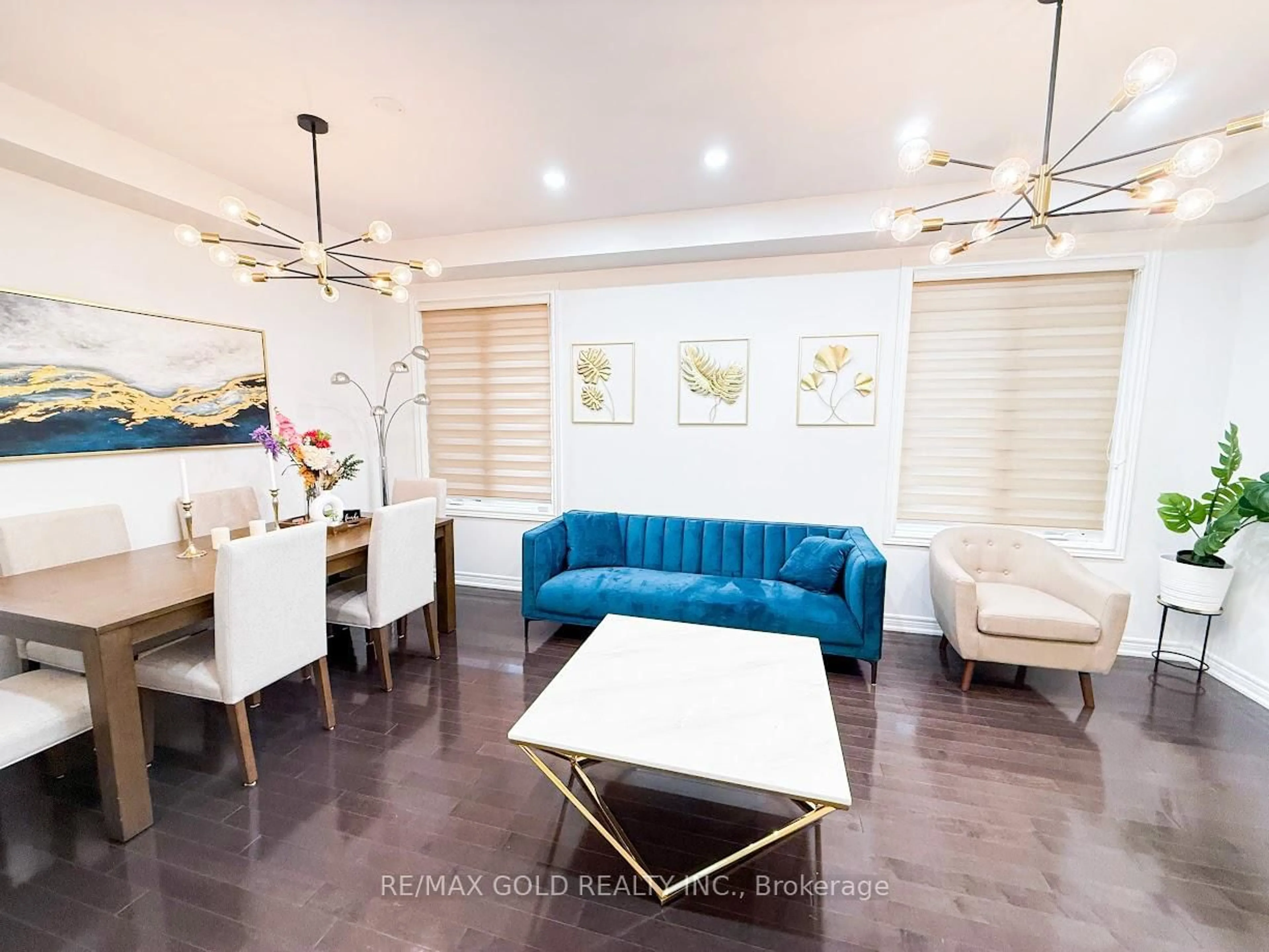 Living room with furniture, wood/laminate floor for 21 Parity Rd, Brampton Ontario L6X 0Z3