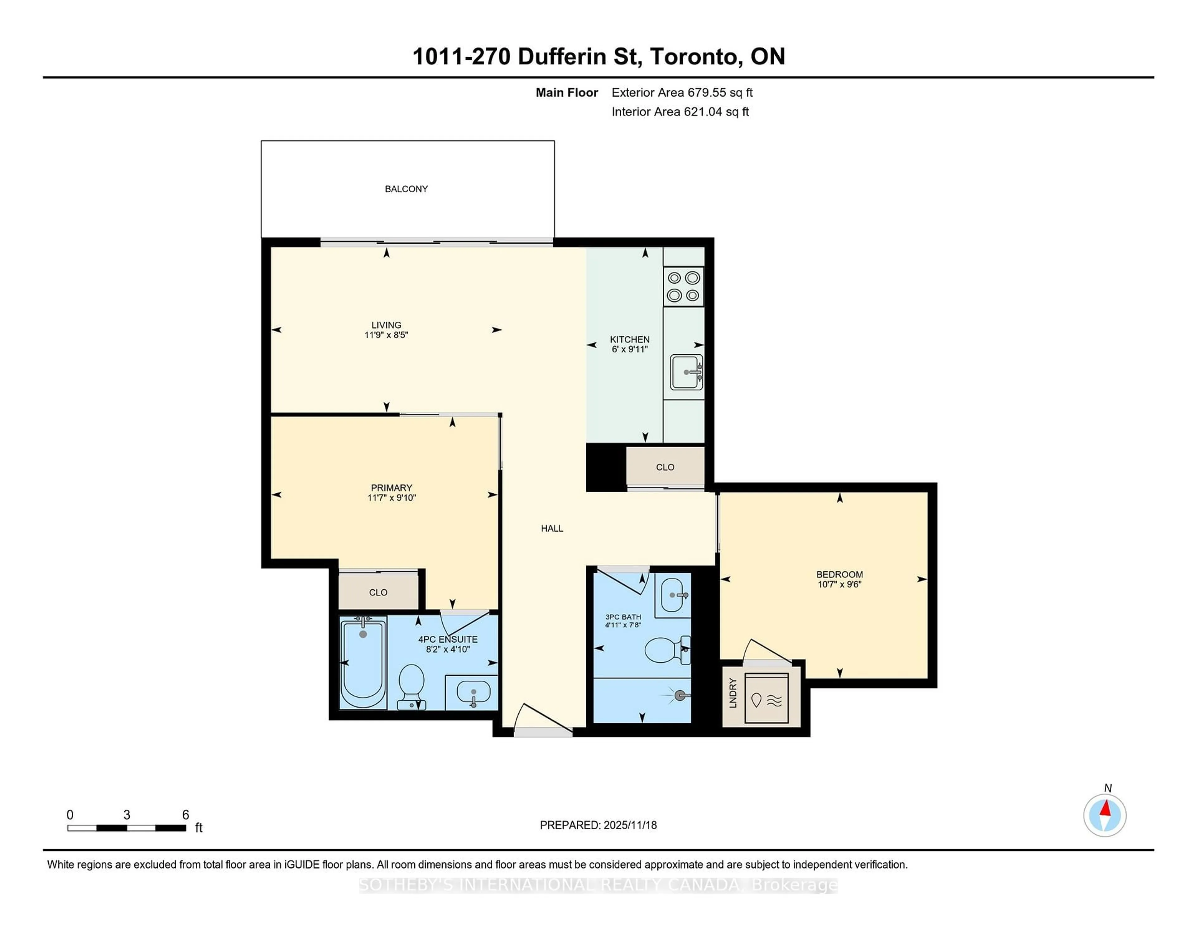 Floor plan for 270 Dufferin St #1011, Toronto Ontario M6K 0H8