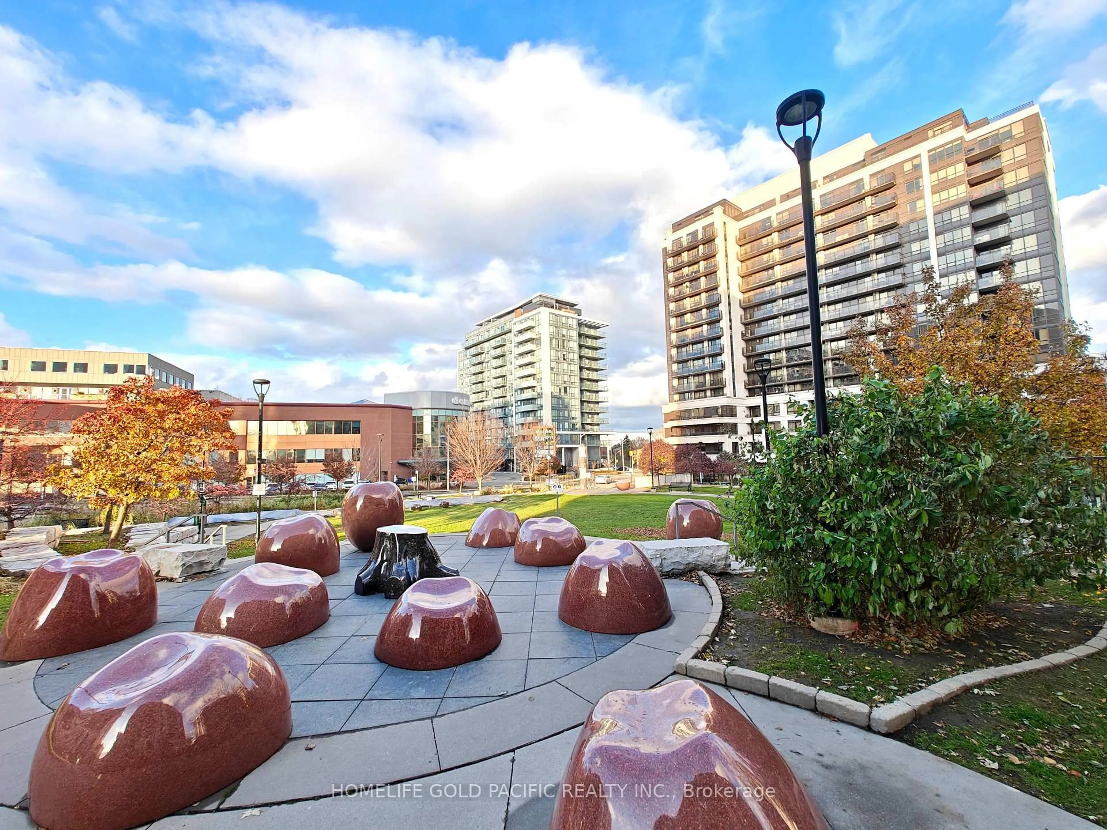 Patio, city buildings view from balcony for 1070 Sheppard Ave #818, Toronto Ontario M3J 0G8