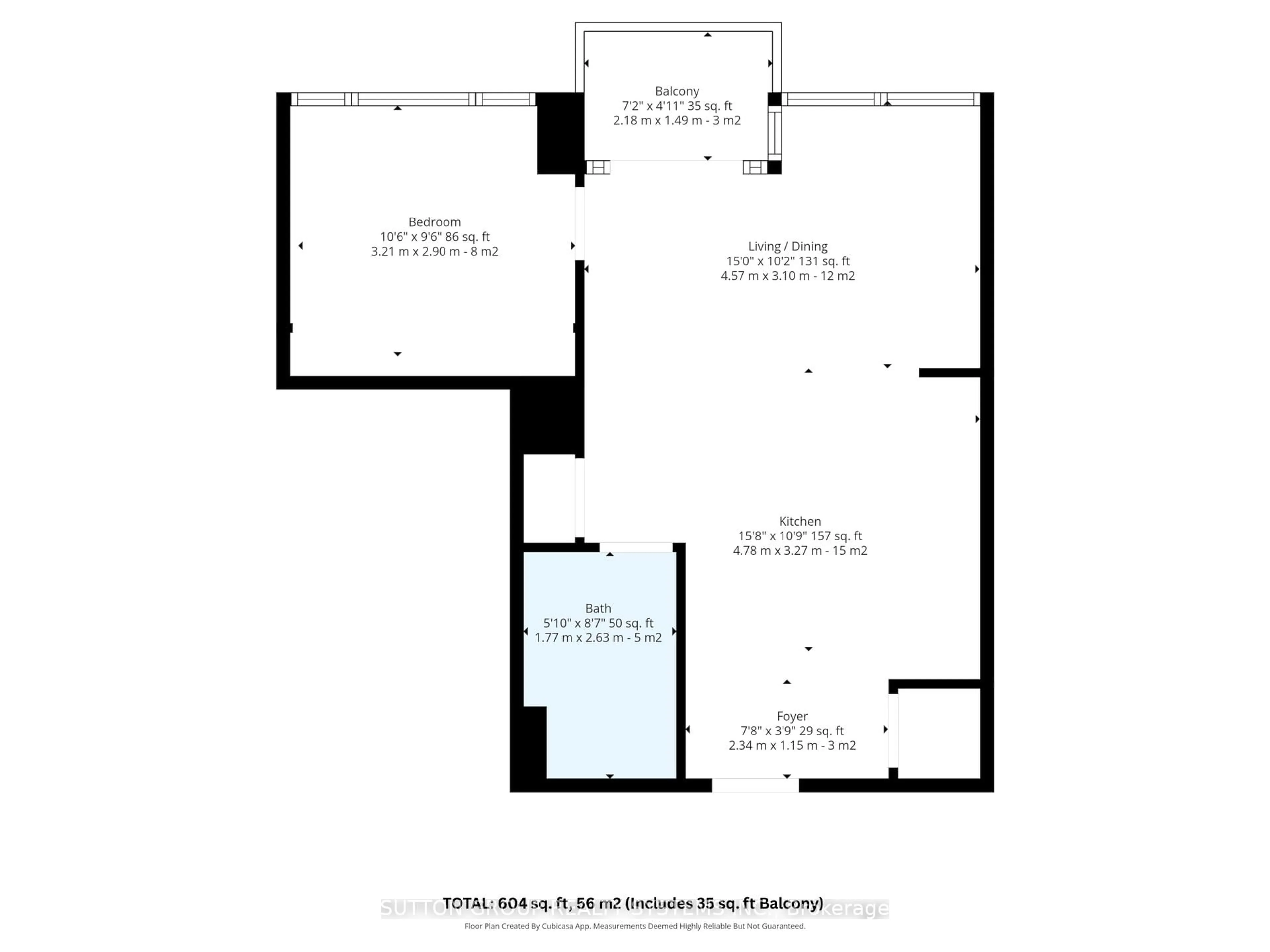 Floor plan for 11 Superior Ave #616, Toronto Ontario M8V 0A7