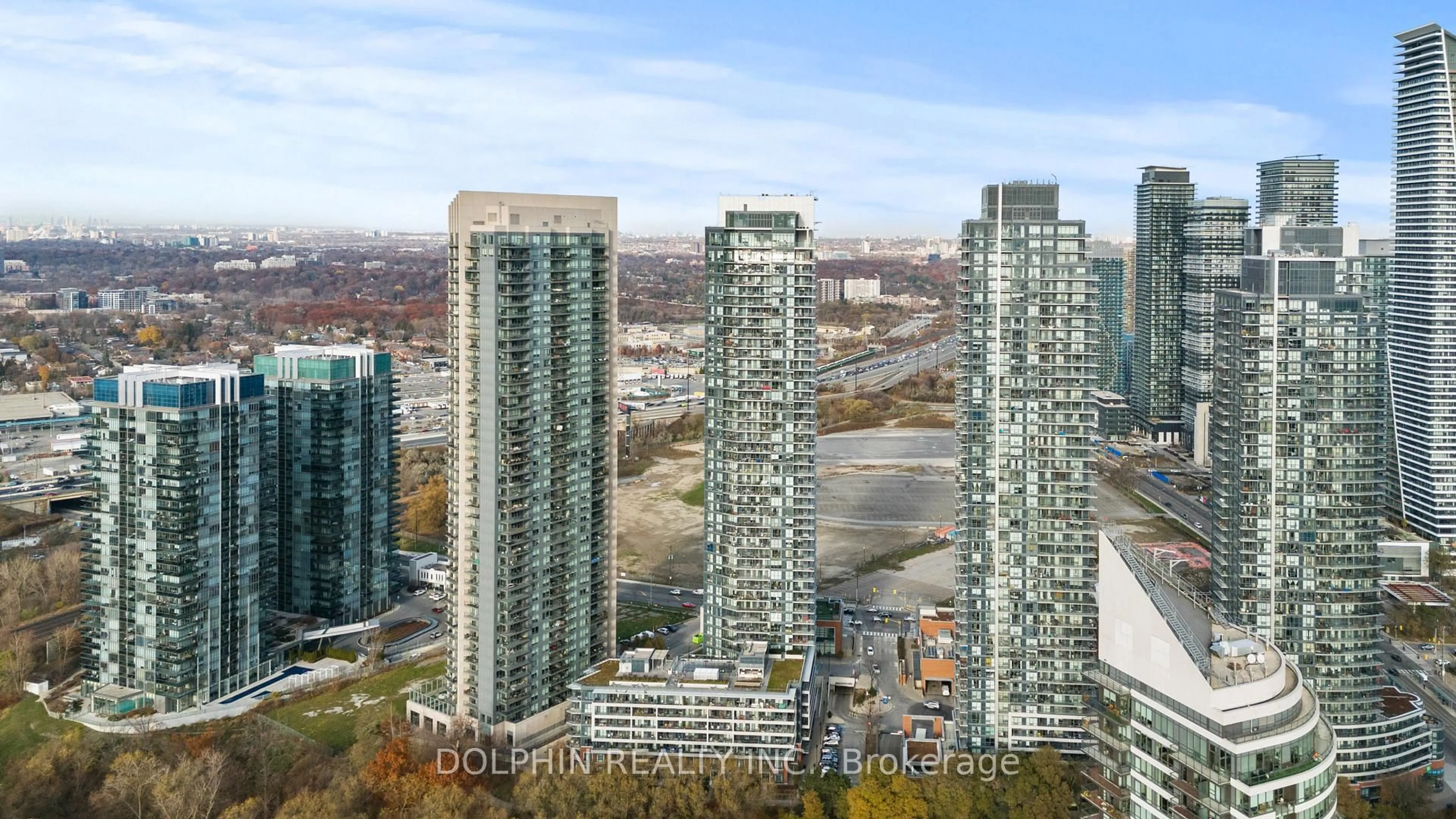 A pic from outside/outdoor area/front of a property/back of a property/a pic from drone, city buildings view from balcony for 10 Parklawn Rd #4304, Toronto Ontario M8V 0H9