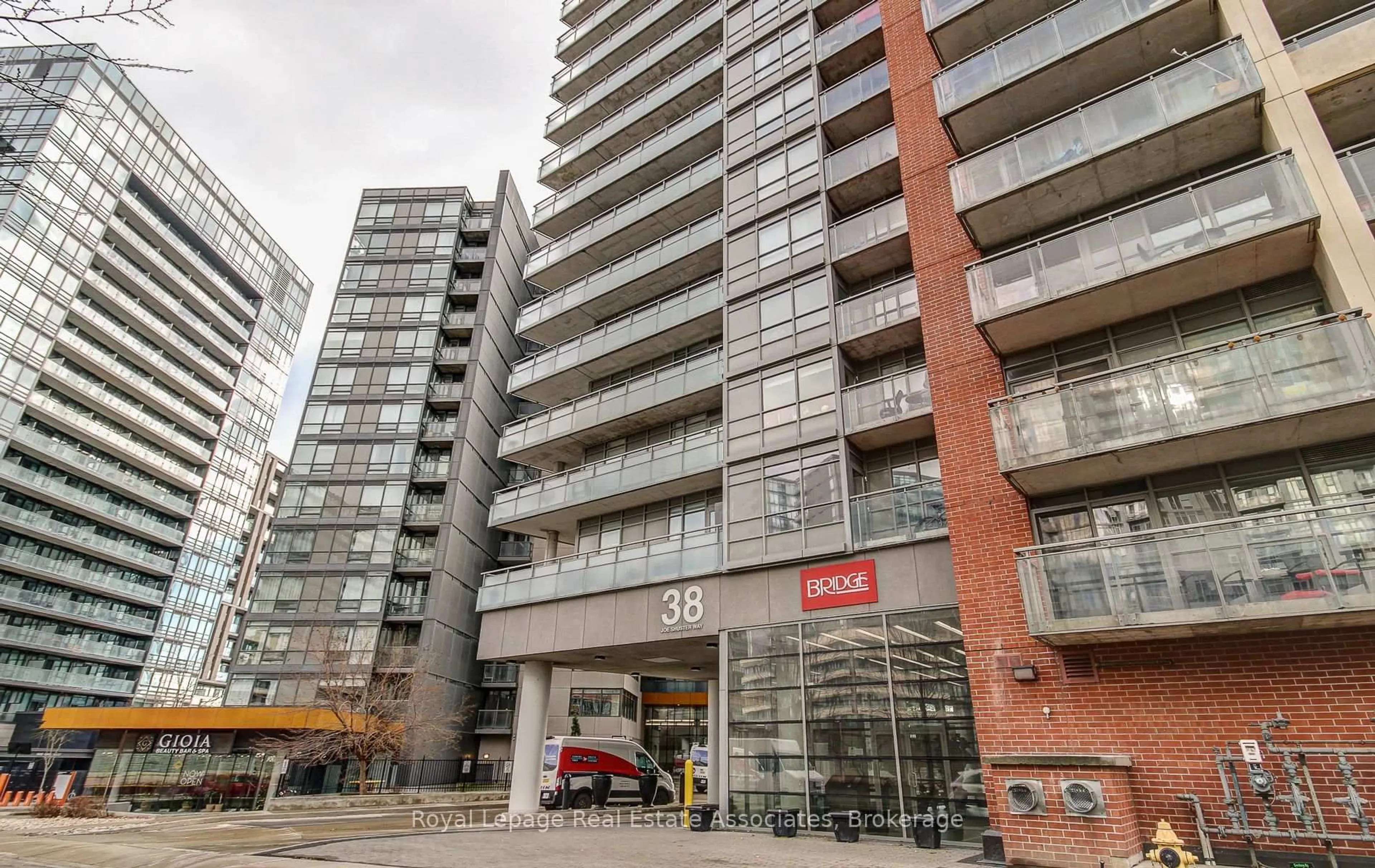 Patio, building for 38 Joe Shuster Way #2211, Toronto Ontario M6K 0A5