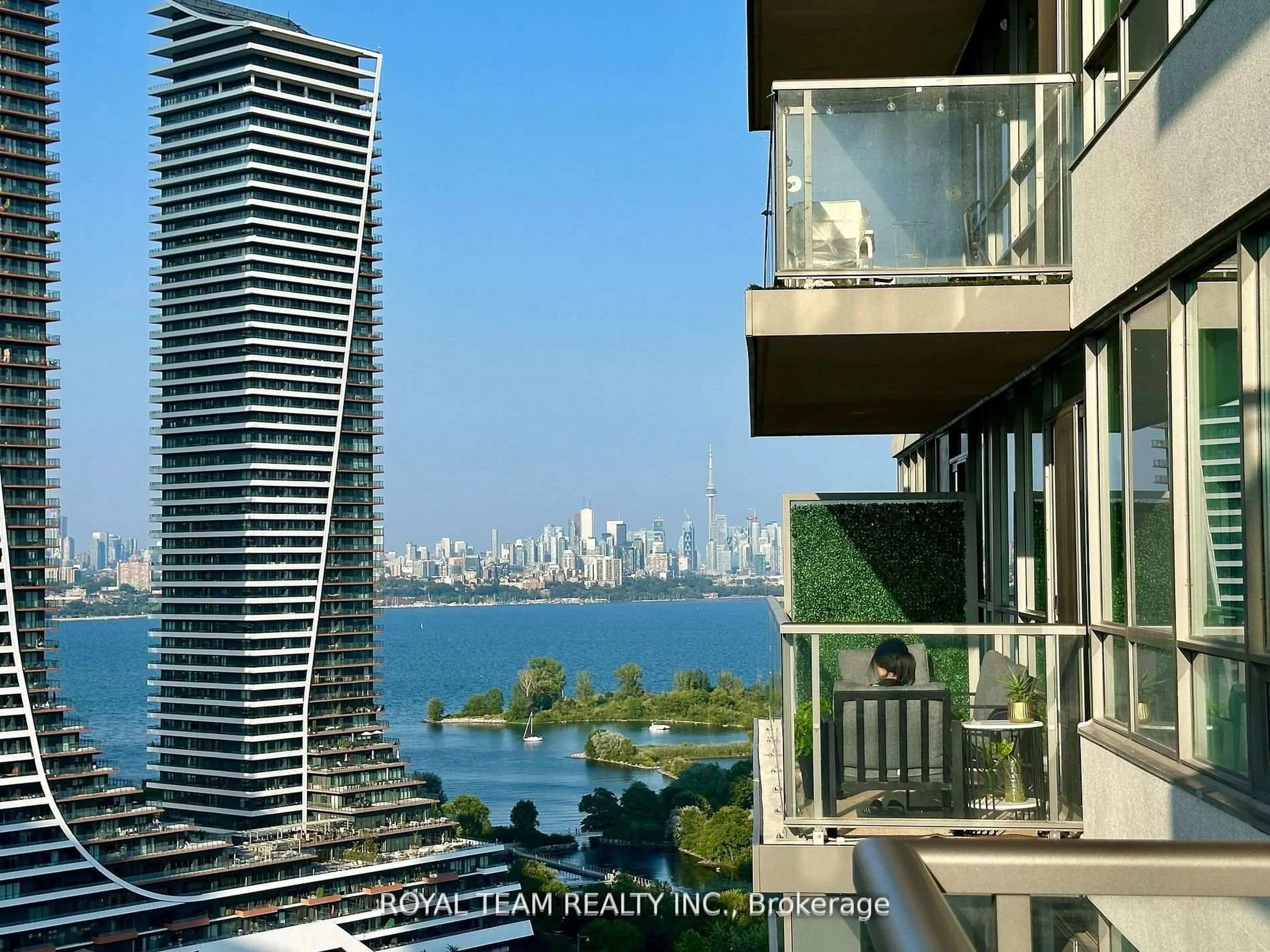 Balcony in the apartment, city buildings view from balcony for 2230 Lake Shore Blvd #2504, Toronto Ontario M8V 0B2