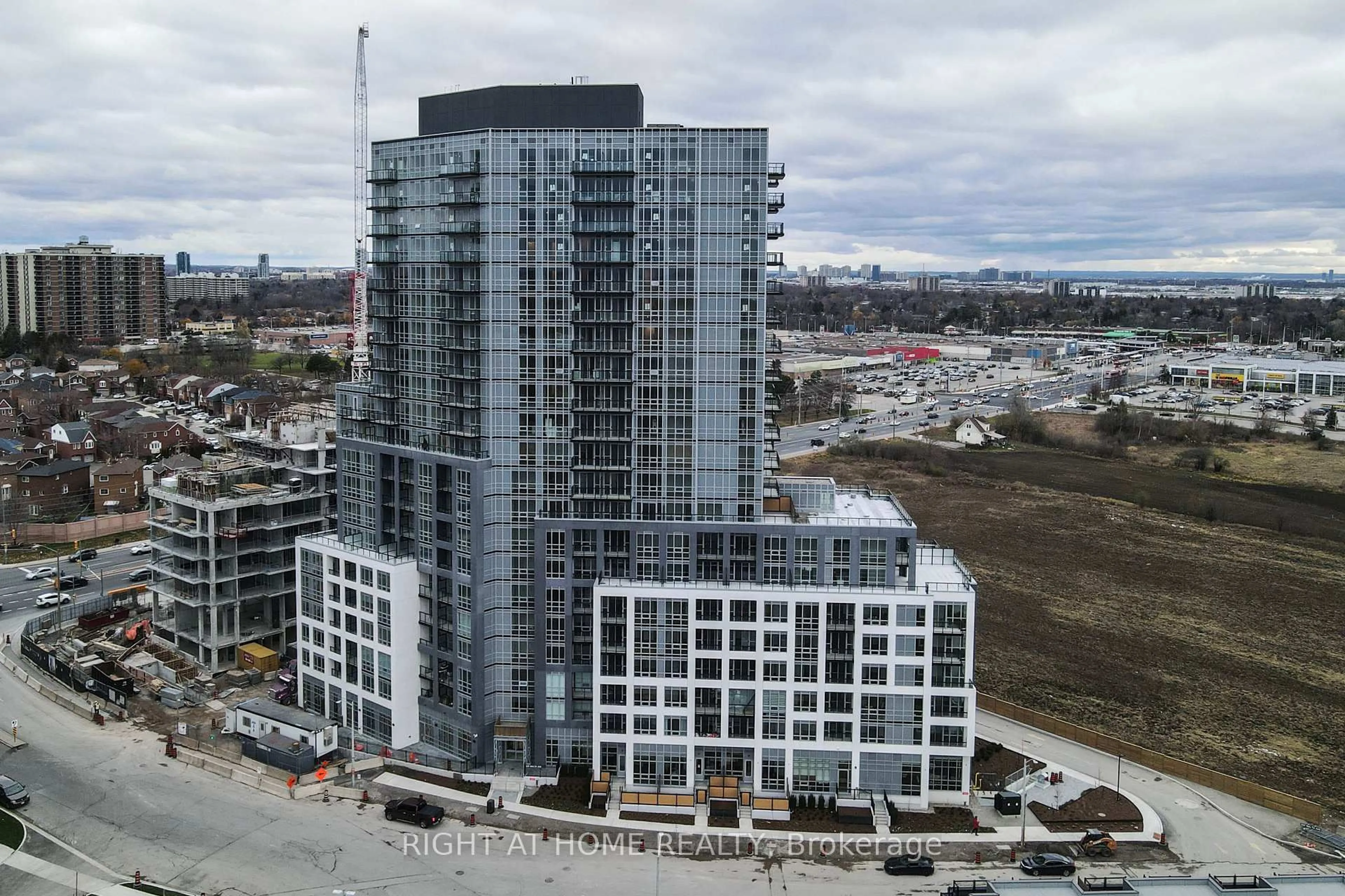 A pic from outside/outdoor area/front of a property/back of a property/a pic from drone, city buildings view from balcony for 225 MALTA Ave #808, Brampton Ontario L6Y 6L6