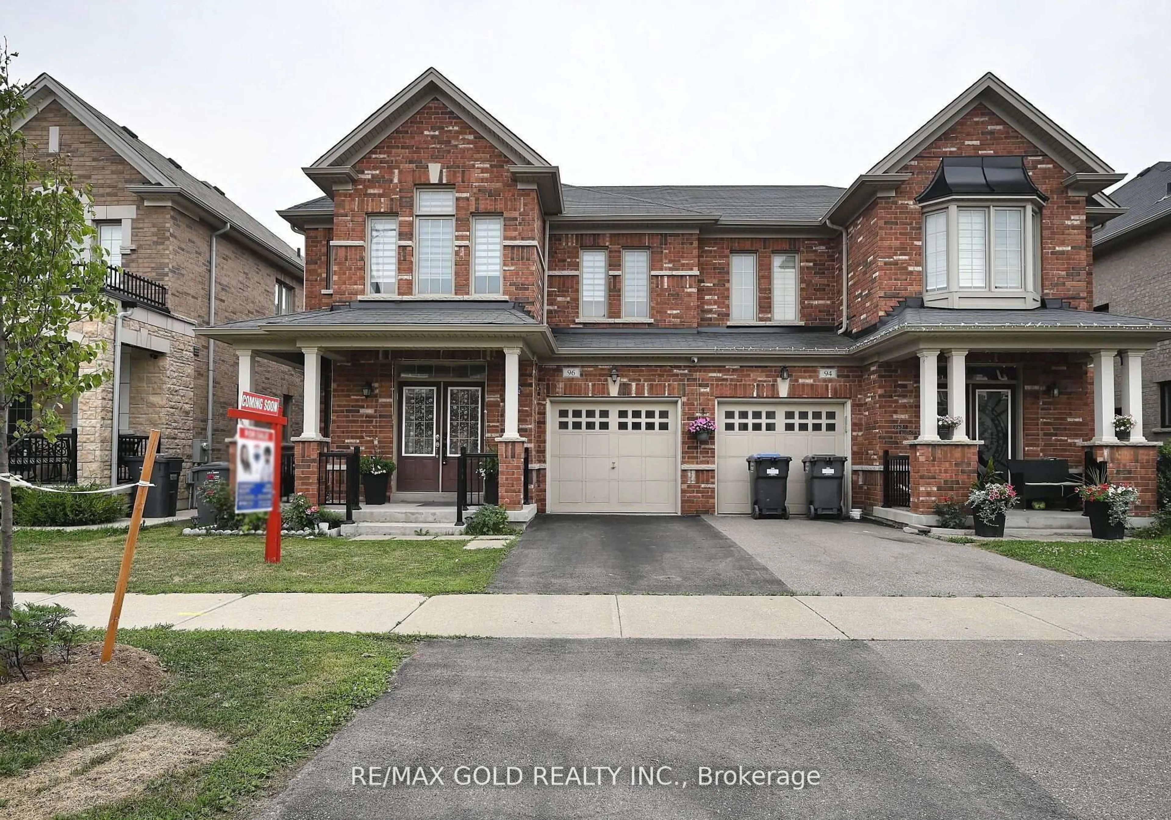 Home with brick exterior material, street for 96 Ledger Point Cres, Brampton Ontario L6R 3W1