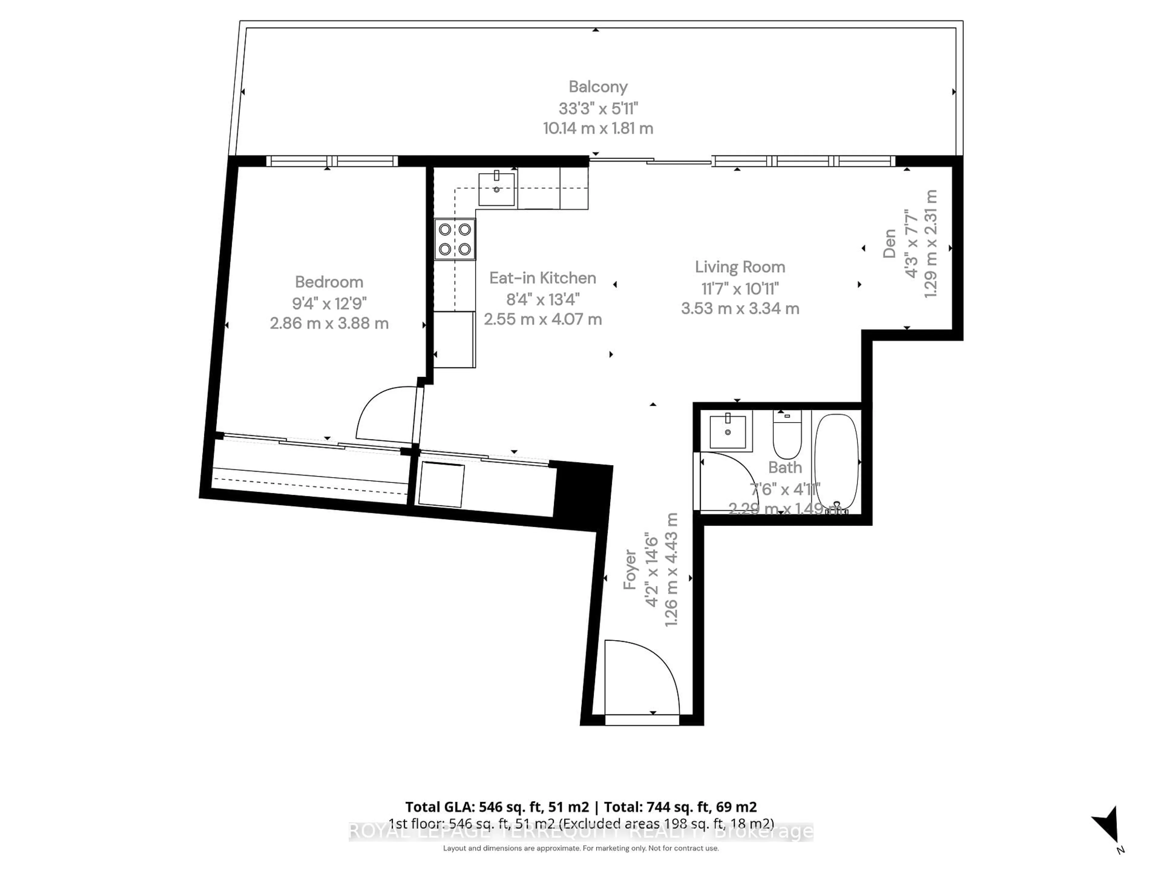 Floor plan for 20 Brin Dr #1901, Toronto Ontario M8X 0B2