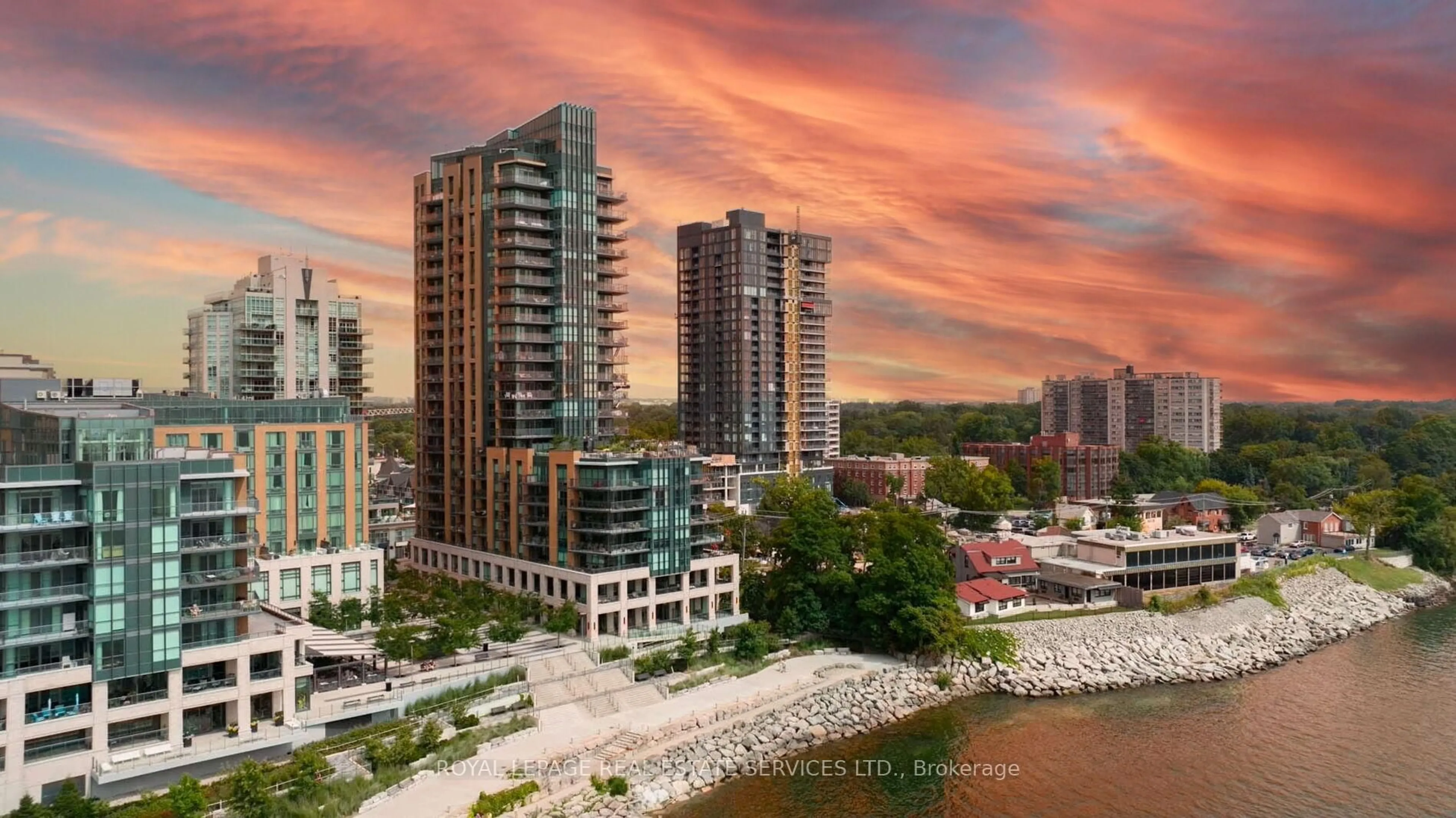 A pic from outside/outdoor area/front of a property/back of a property/a pic from drone, water/lake/river/ocean view for 2060 Lakeshore Rd #1802, Burlington Ontario L7R 0G2