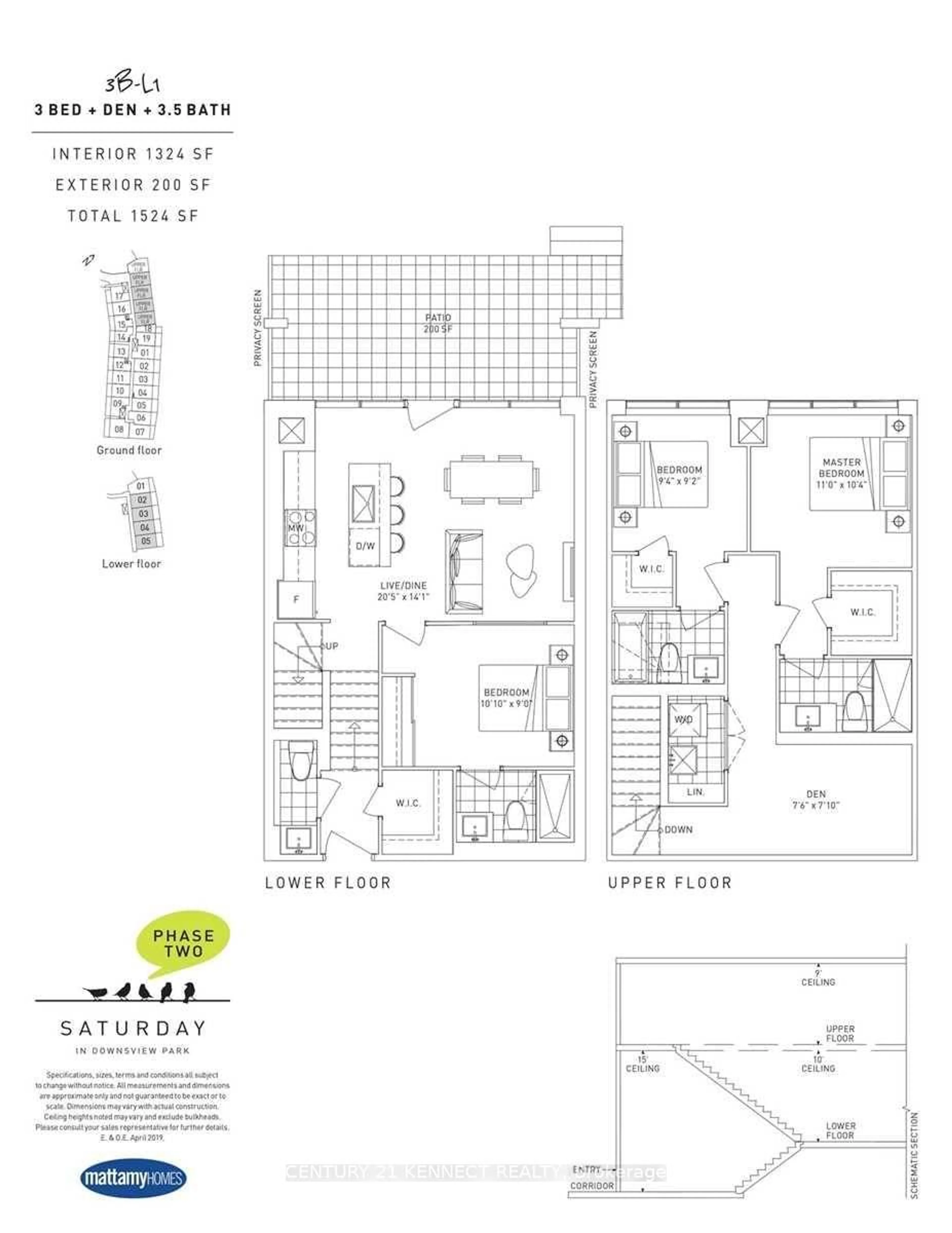 Floor plan for 60 George Butchart Dr #TH 3, Toronto Ontario M3K 0E1