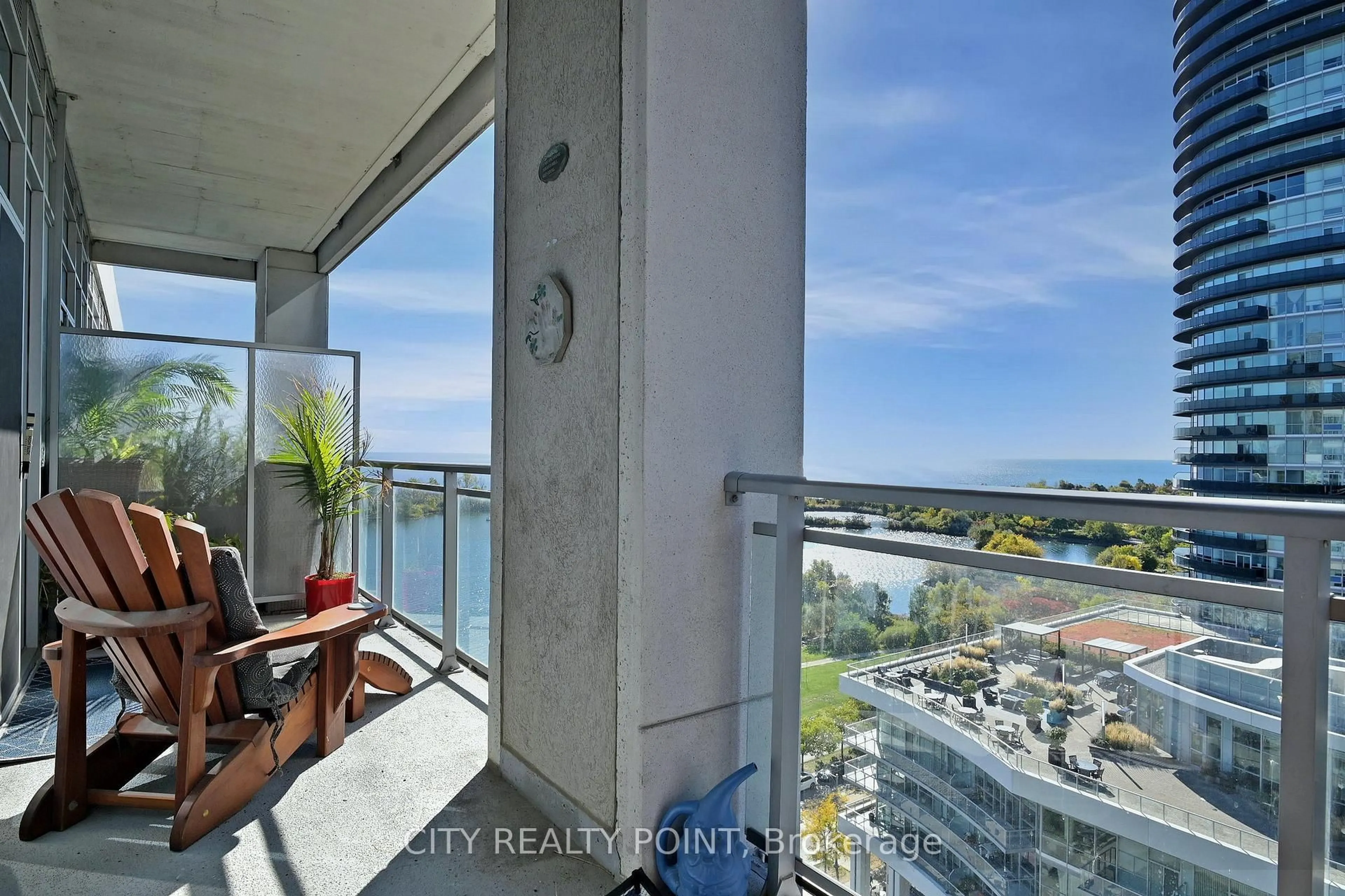 Balcony in the apartment, water/lake/river/ocean view for 58 Marine Parade Dr #1214, Toronto Ontario M8V 4G1