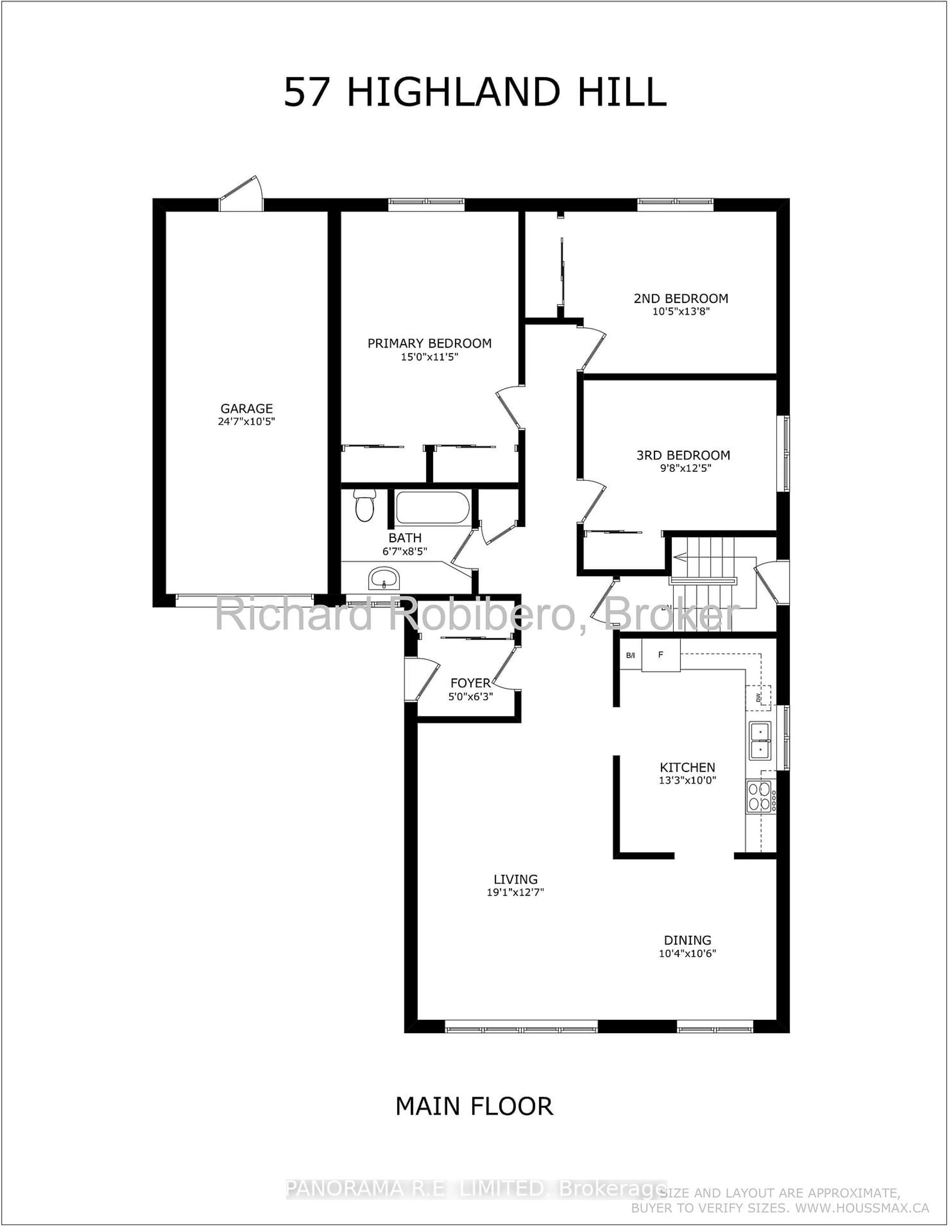 Floor plan for 57 Highland Hill, Toronto Ontario M6A 2R2