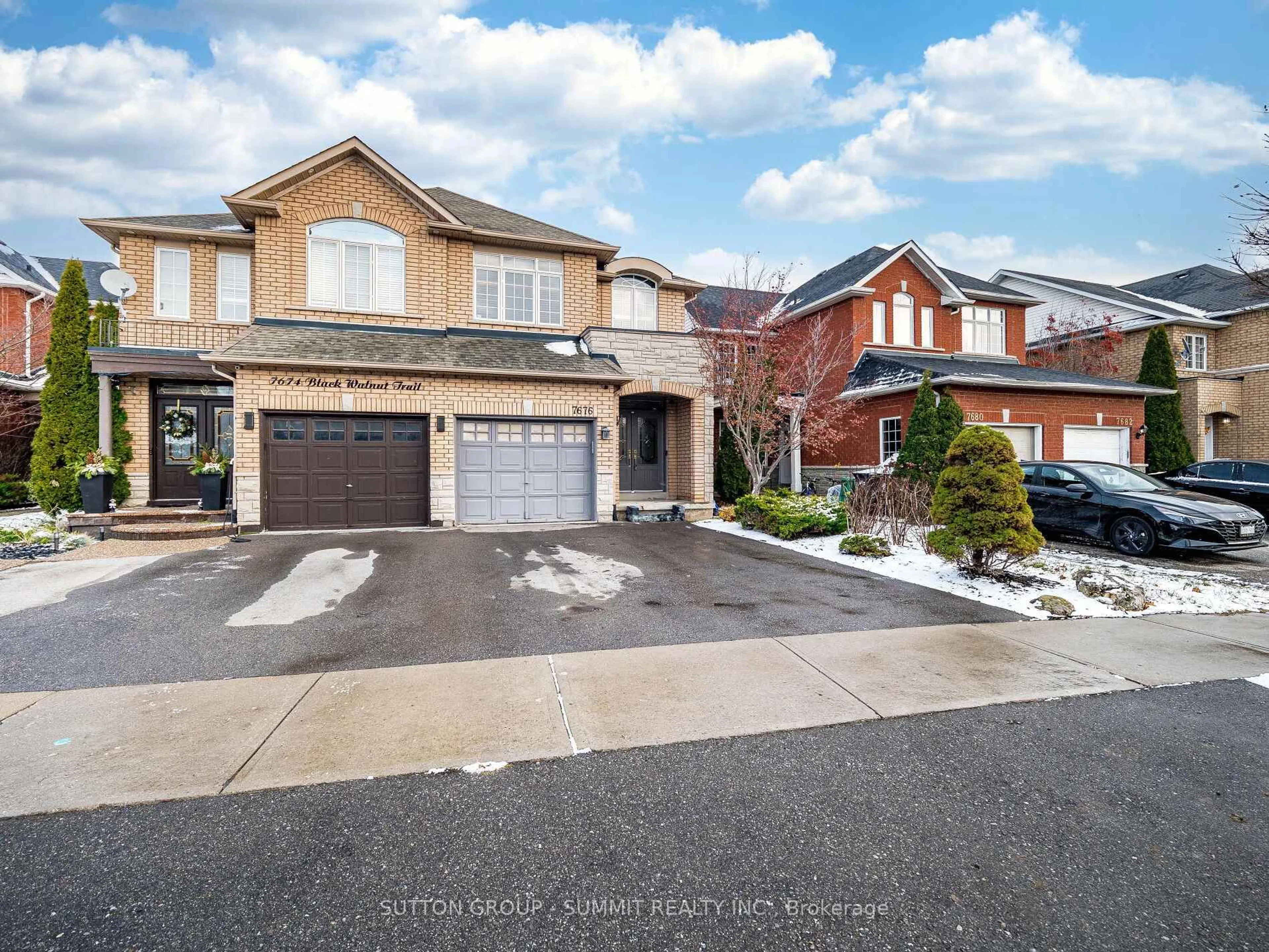 Home with brick exterior material, street for 7676 BLACK WALNUT Tr, Mississauga Ontario L5N 8A6