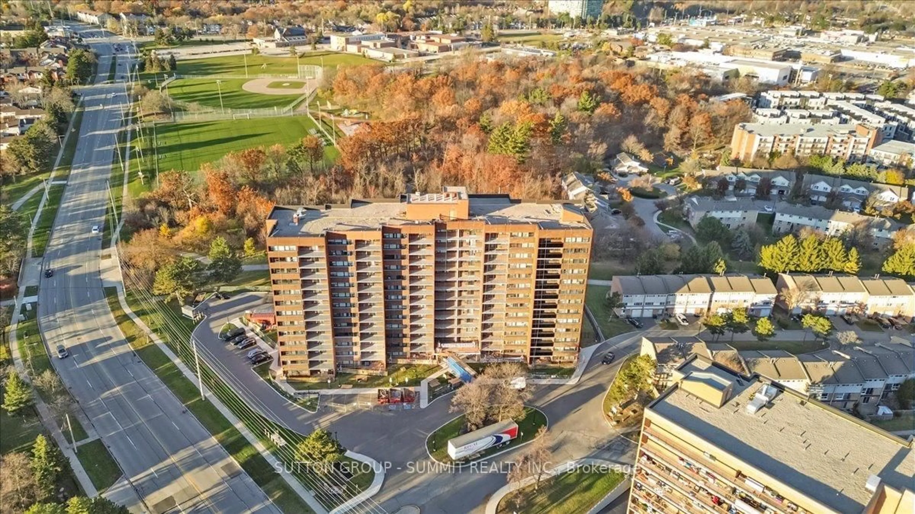A pic from outside/outdoor area/front of a property/back of a property/a pic from drone, city buildings view from balcony for 3501 Glen Erin Dr #411, Mississauga Ontario L5L 2E9