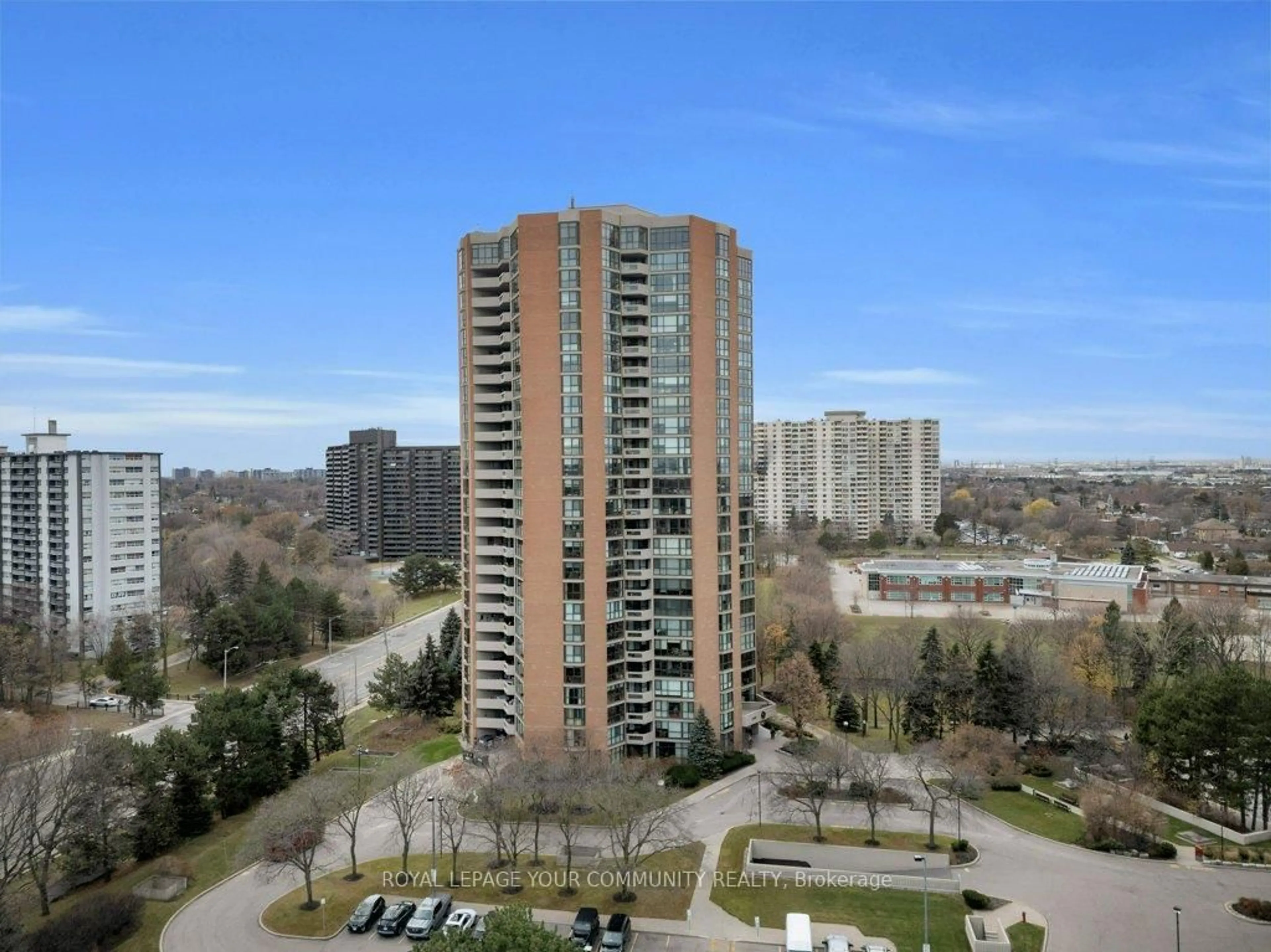 A pic from outside/outdoor area/front of a property/back of a property/a pic from drone, city buildings view from balcony for 2000 Islington Ave #2511, Toronto Ontario M9P 3S7