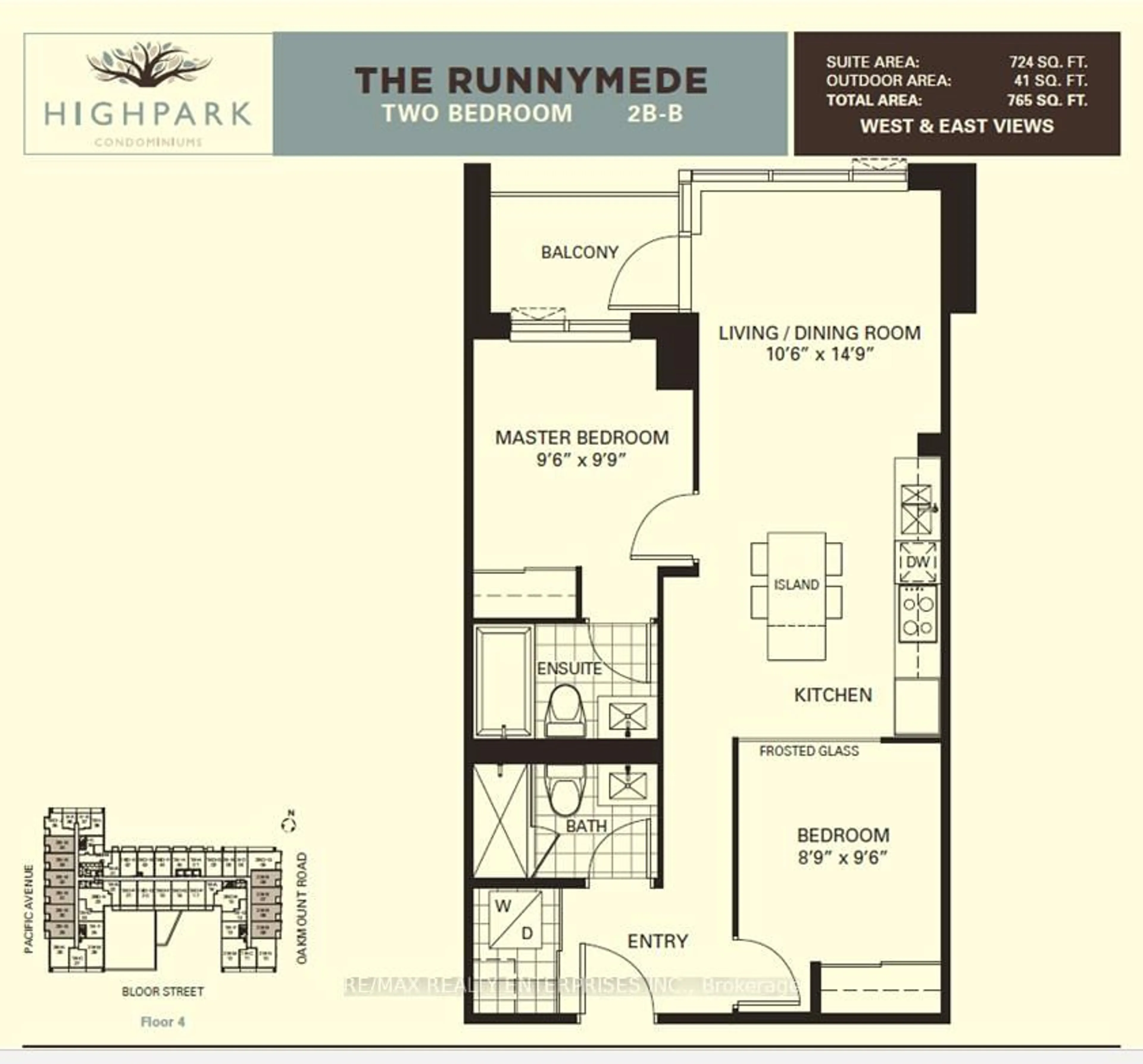 Floor plan for 1830 Bloor St #431, Toronto Ontario M6P 3K6