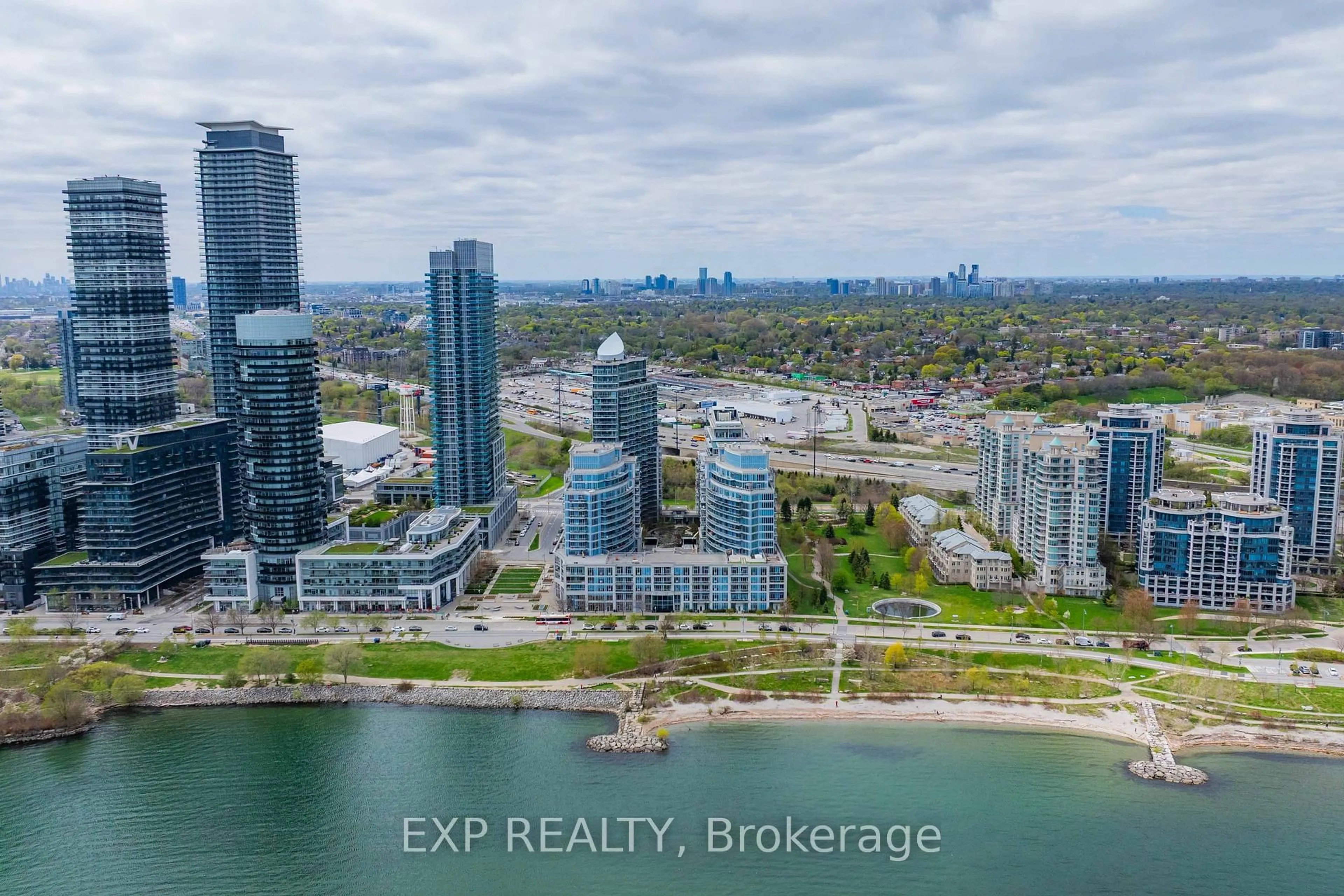 A pic from outside/outdoor area/front of a property/back of a property/a pic from drone, city buildings view from balcony for 2119 Lakeshore Blvd #1003, Toronto Ontario M8V 7A1
