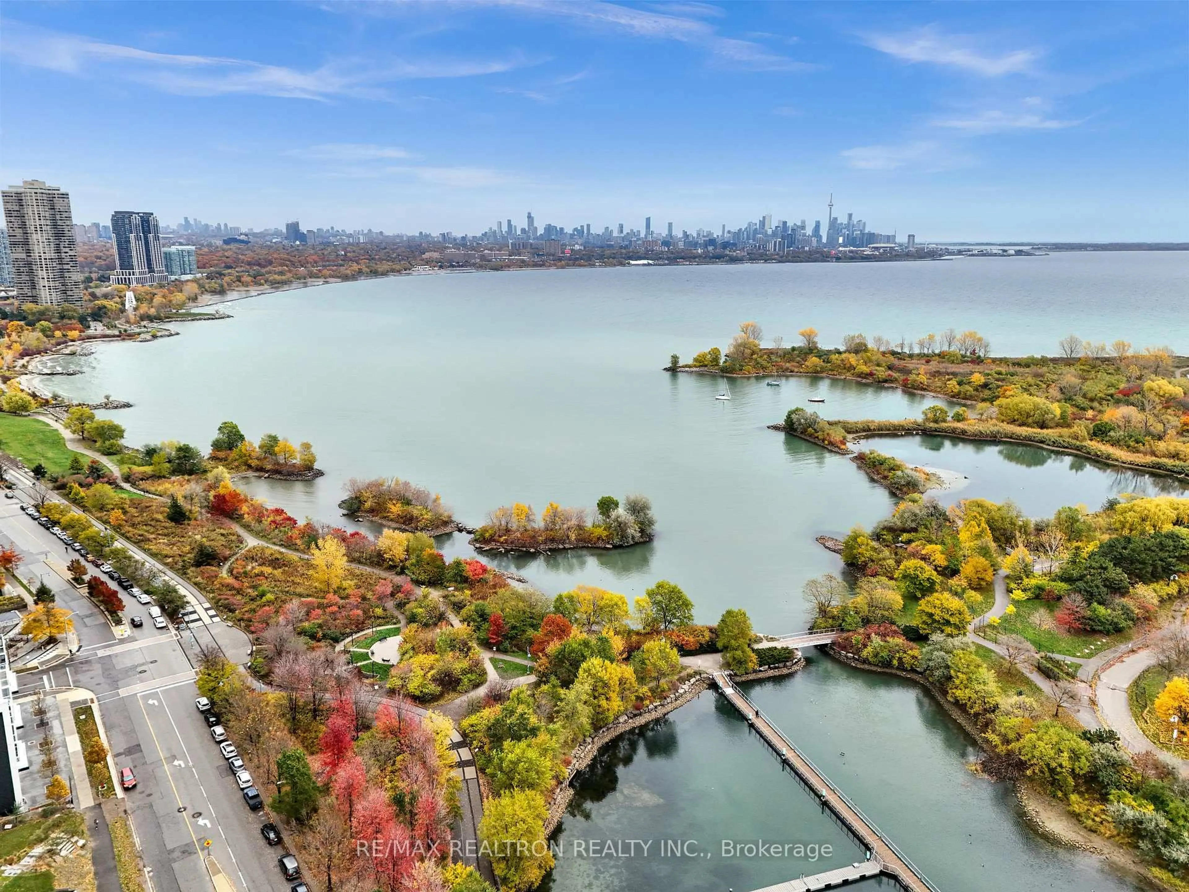 A pic from outside/outdoor area/front of a property/back of a property/a pic from drone, water/lake/river/ocean view for 33 Shore Breeze Dr #3404, Toronto Ontario M8V 0G1