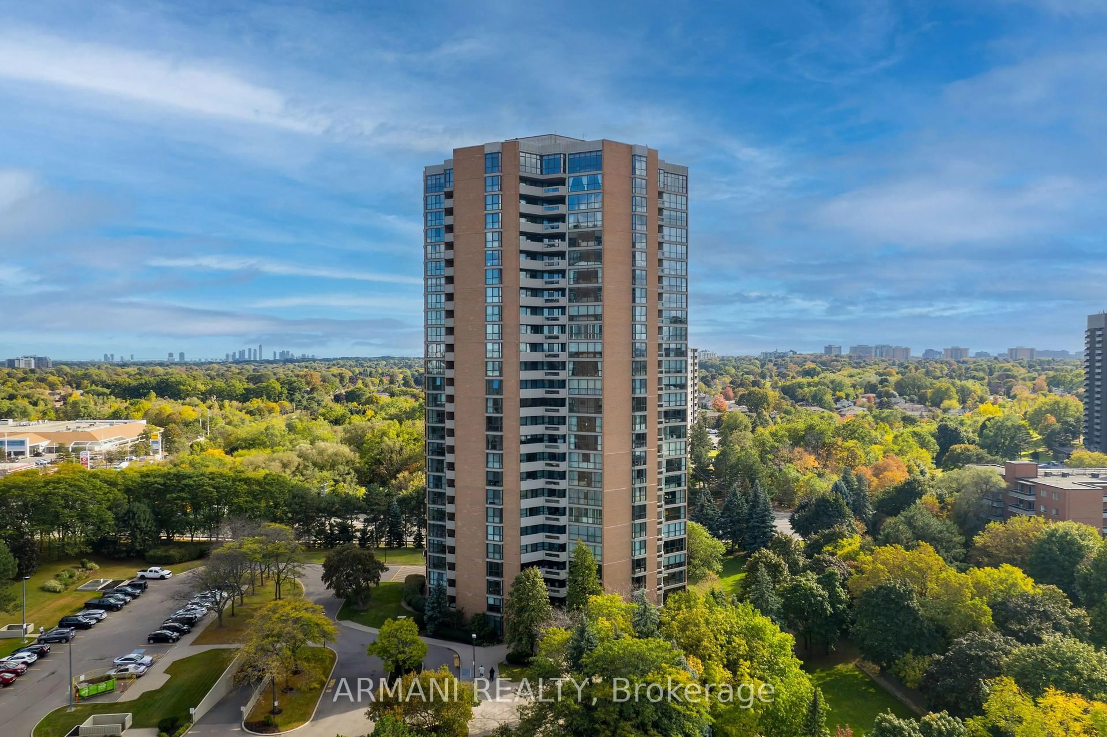 A pic from outside/outdoor area/front of a property/back of a property/a pic from drone, city buildings view from balcony for 2000 Islington Ave #1611, Toronto Ontario M9P 3S7