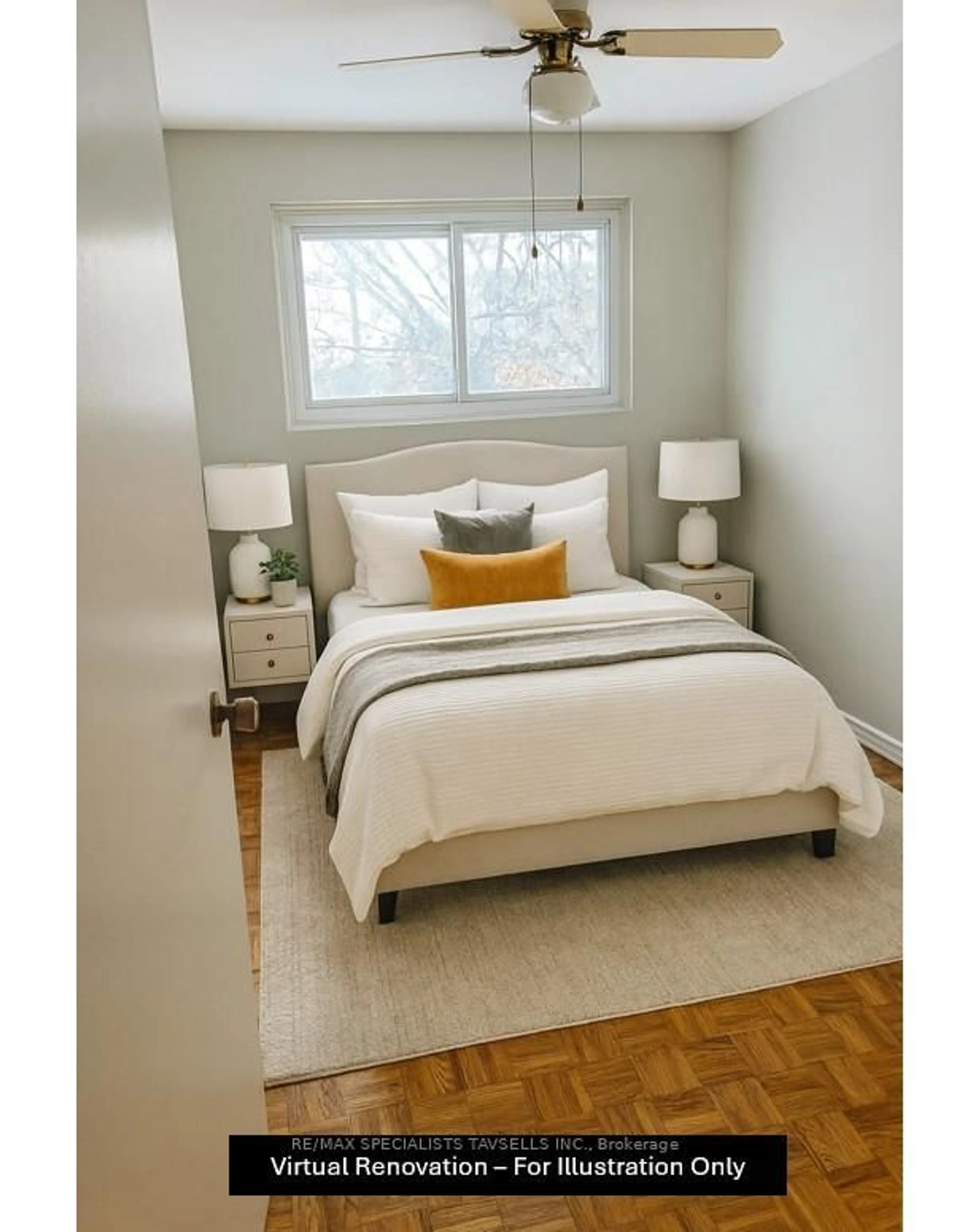 Bedroom with bed, wood/laminate floor for 242 Archdekin Dr, Brampton Ontario L6V 1Z2