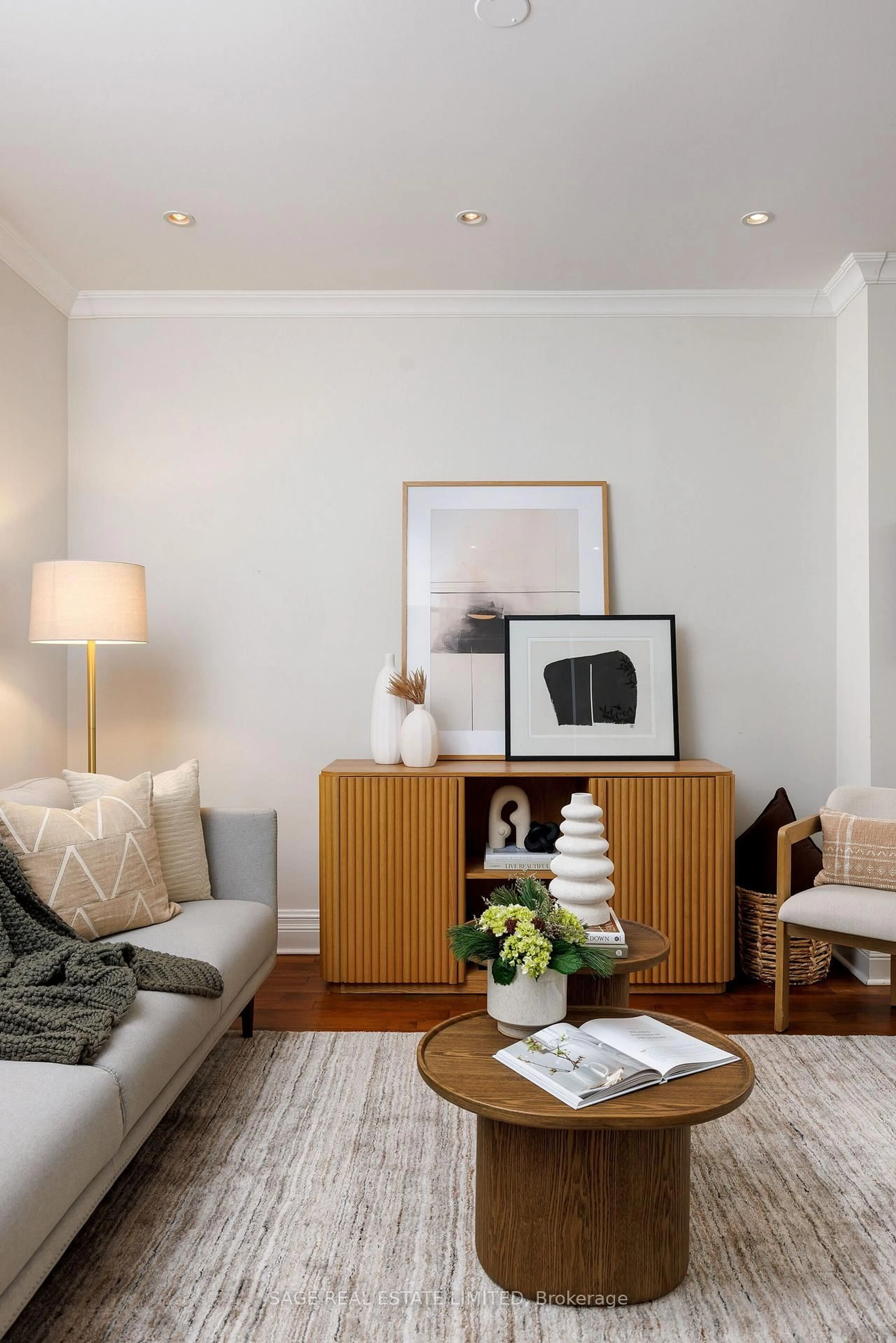 Living room with furniture, wood/laminate floor for 277 Evelyn Ave, Toronto Ontario M6P 2Z8