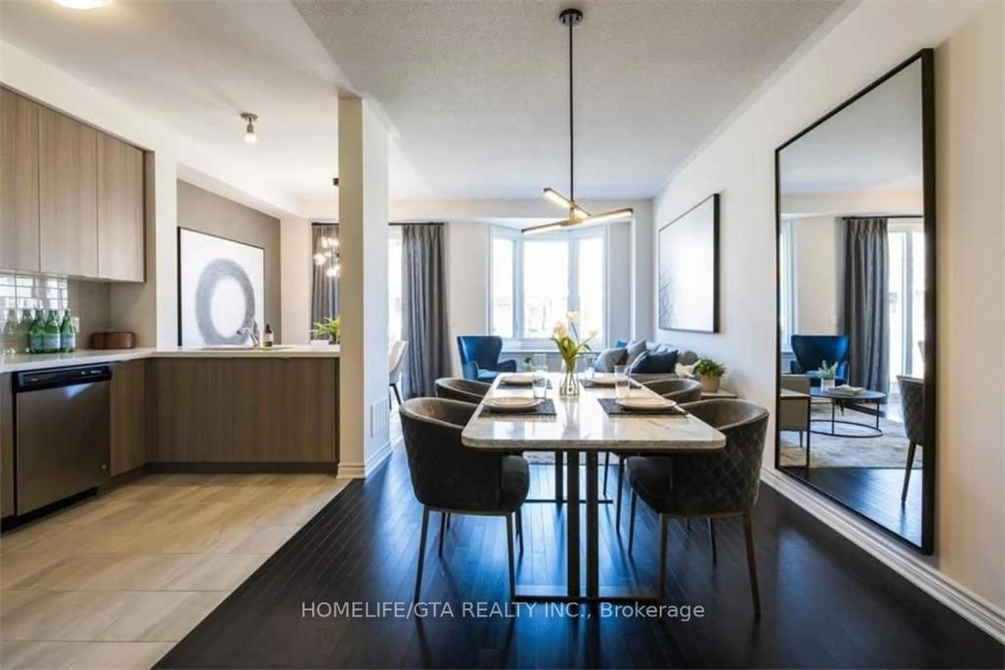 Dining room, wood/laminate floor for 50 Edinburgh Dr #61, Brampton Ontario L6Y 6A7