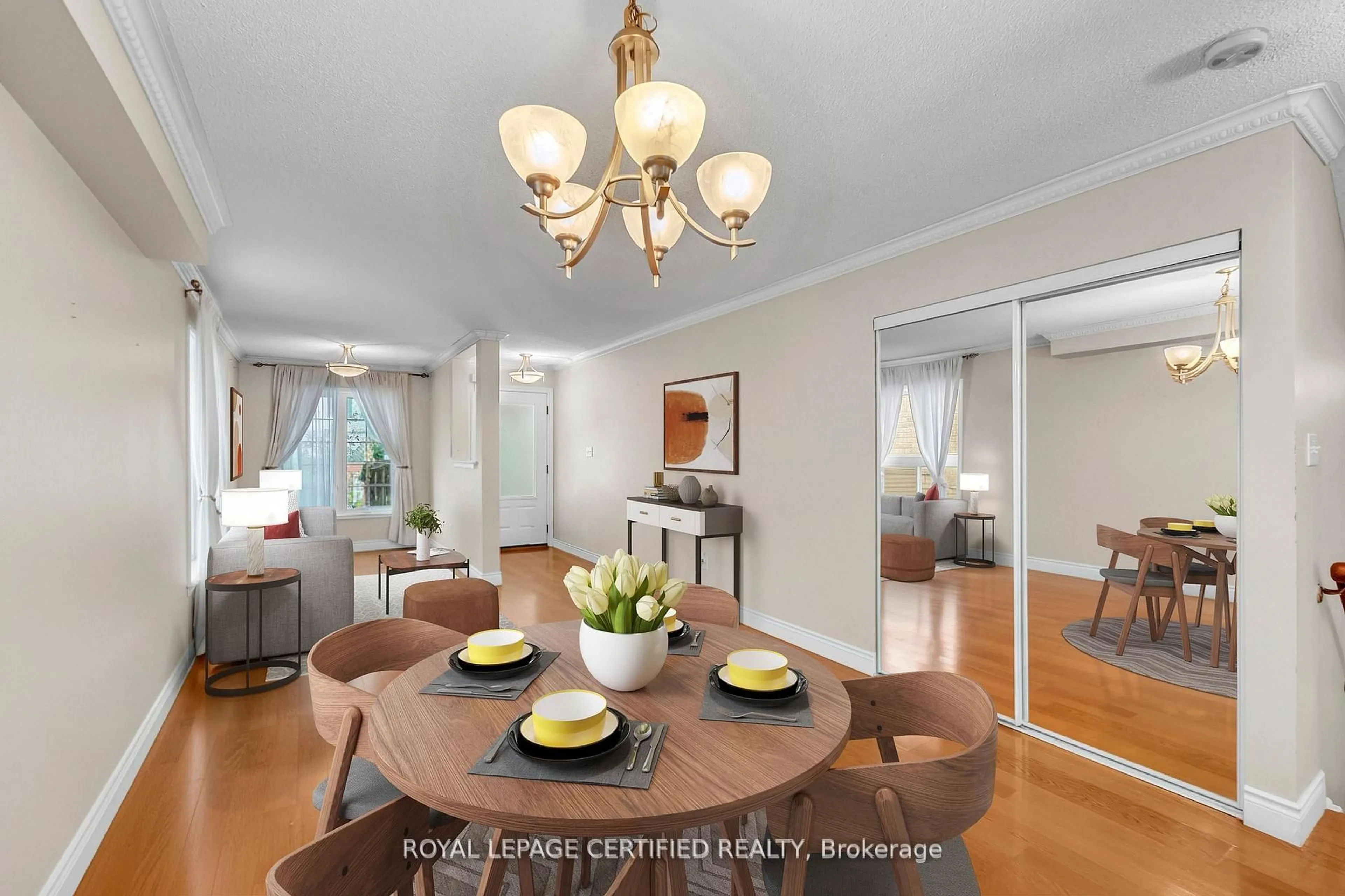 Dining room, wood/laminate floor for 17 Chestermere Cres, Brampton Ontario L7A 2E8