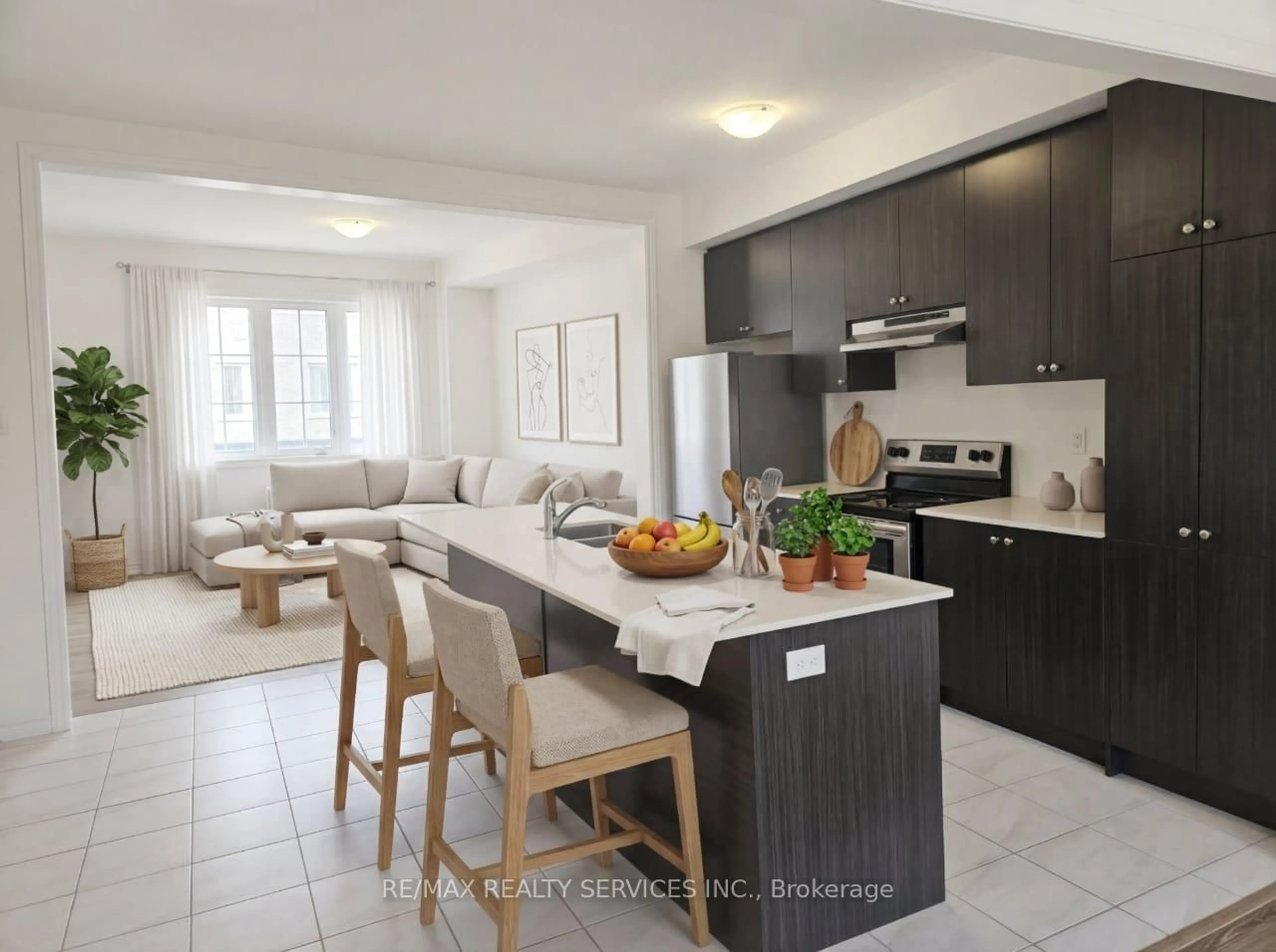 Open concept kitchen, ceramic/tile floor for 68 First St #34, Orangeville Ontario L9W 2E4