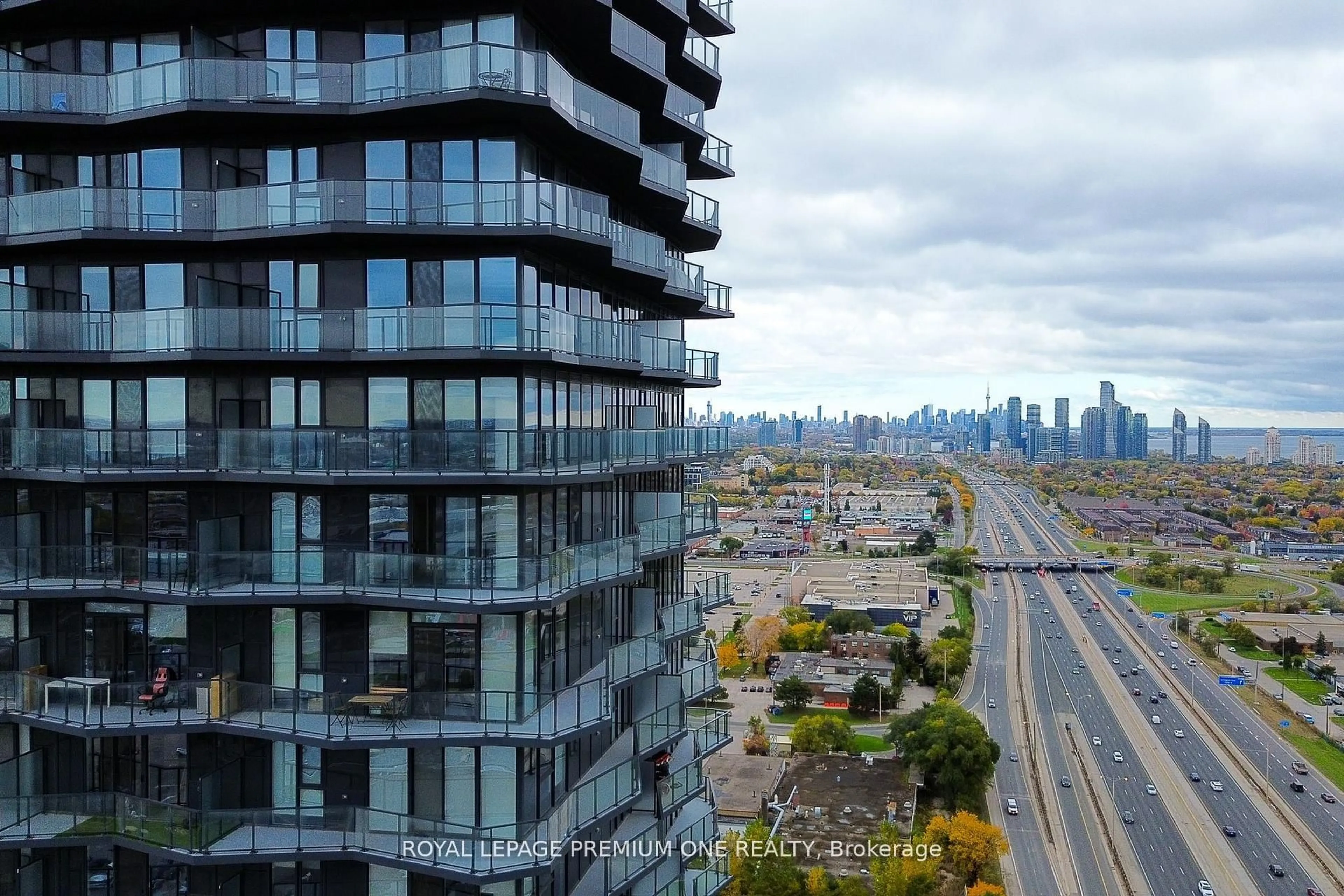 A pic from outside/outdoor area/front of a property/back of a property/a pic from drone, city buildings view from balcony for 36 Zorra St #1402, Toronto Ontario M8Z 0G5