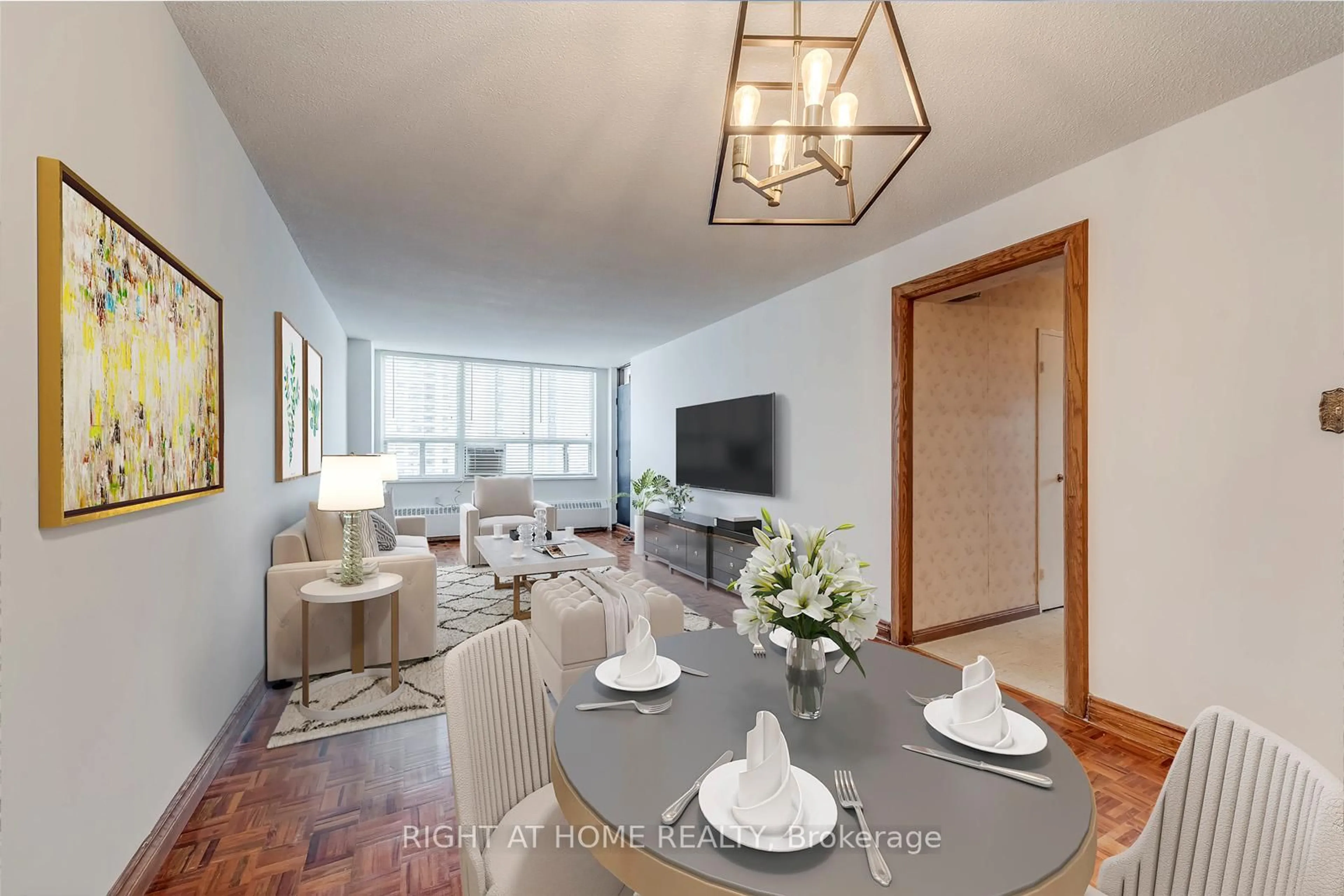 Living room with furniture, unknown for 390 Dixon Rd #413, Toronto Ontario M9R 1T4