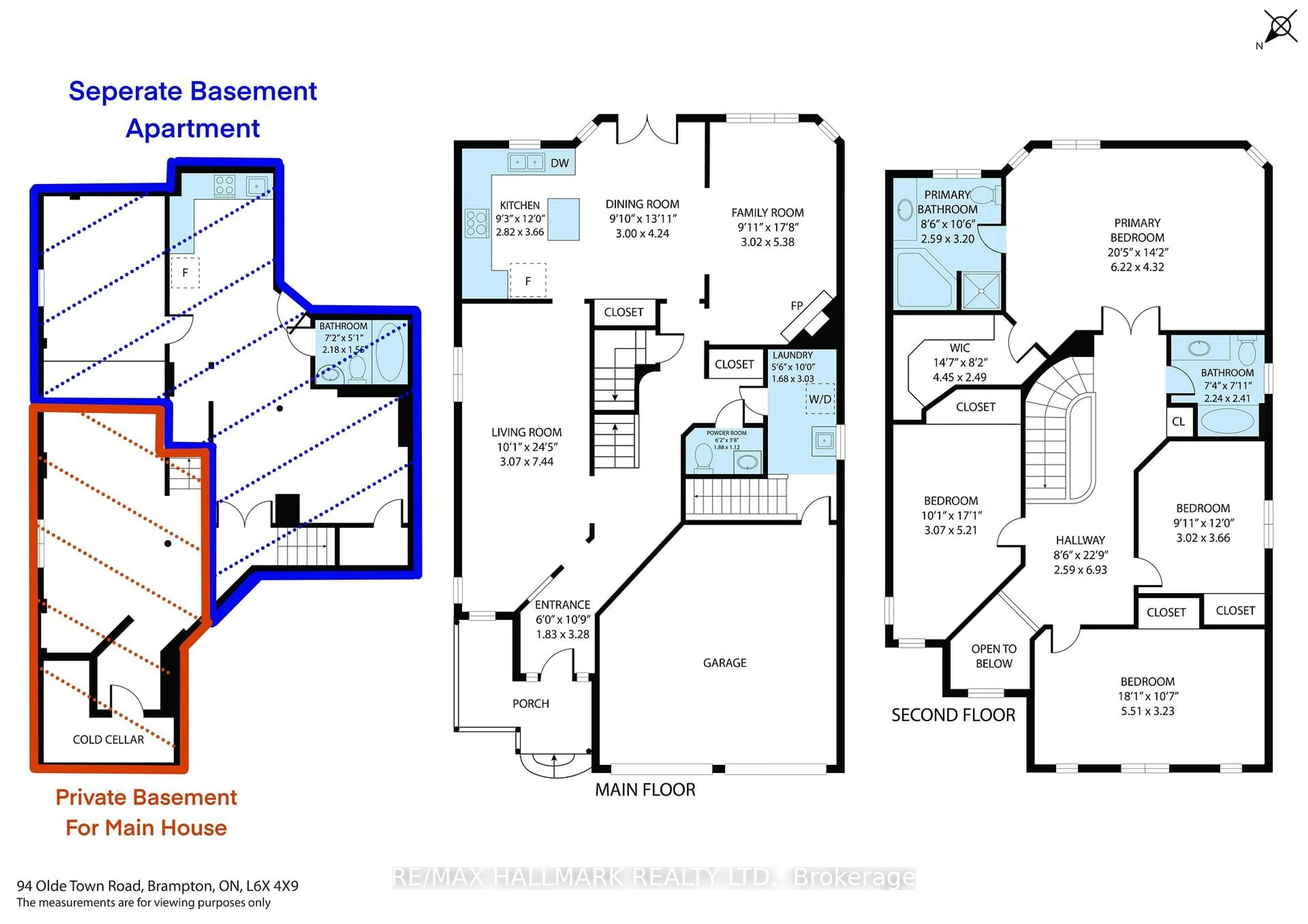 Floor plan for 94 Olde Town Rd, Brampton Ontario L6X 4X9