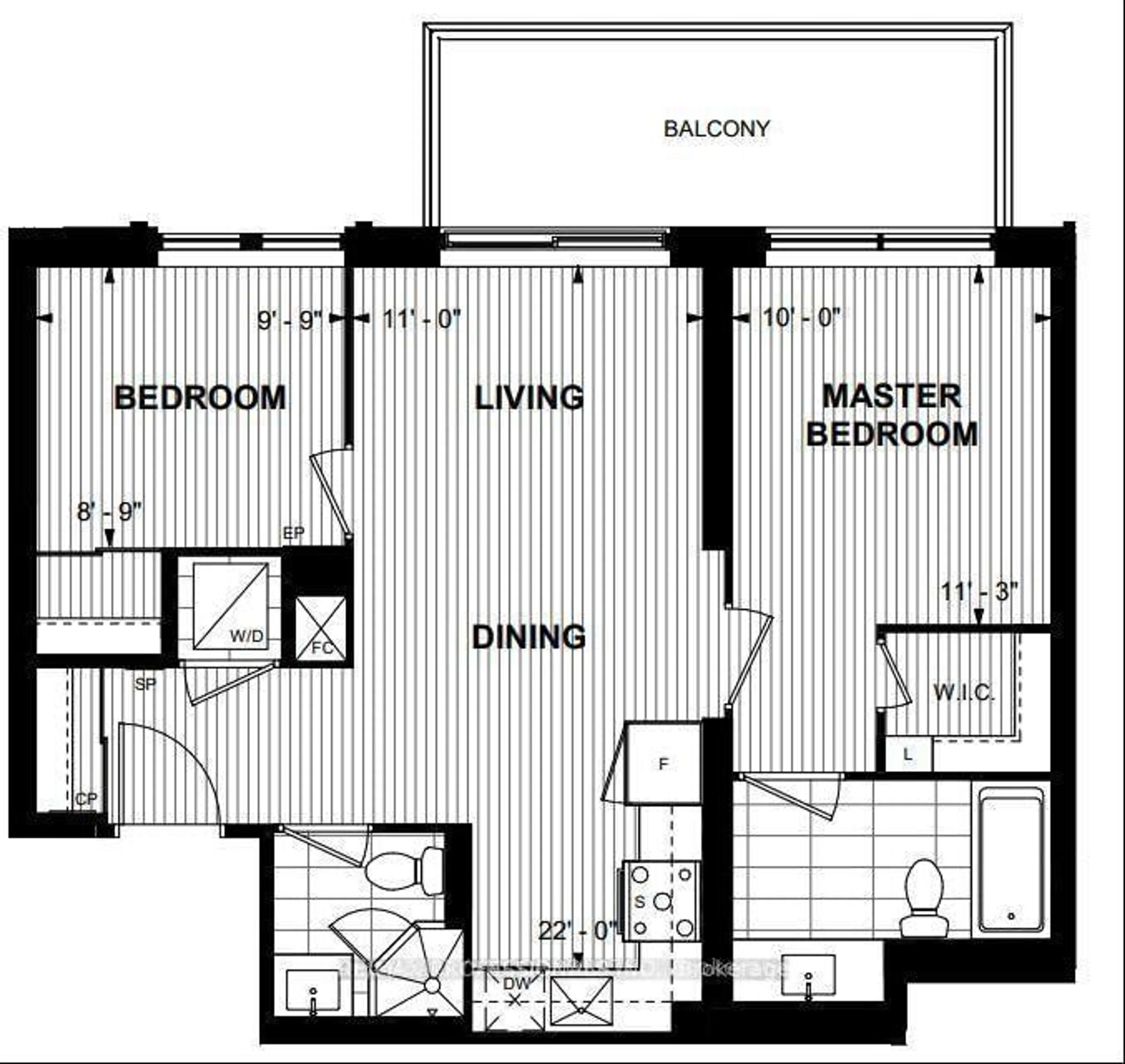 Floor plan for 10 Eva Rd #1305, Toronto Ontario M9C 0B3