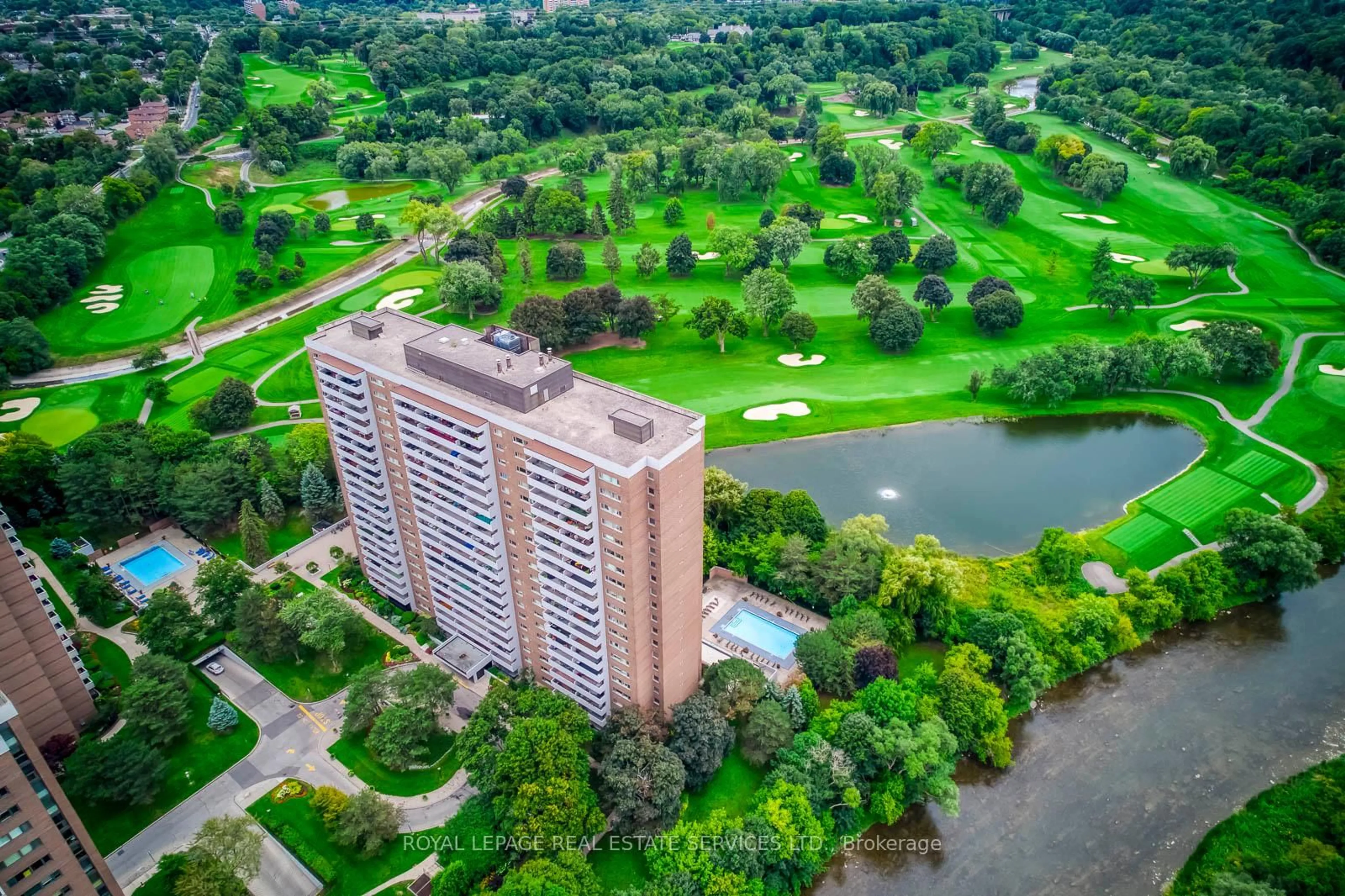 A pic from outside/outdoor area/front of a property/back of a property/a pic from drone, water/lake/river/ocean view for 240 Scarlett Rd #405, Toronto Ontario M6N 4X4