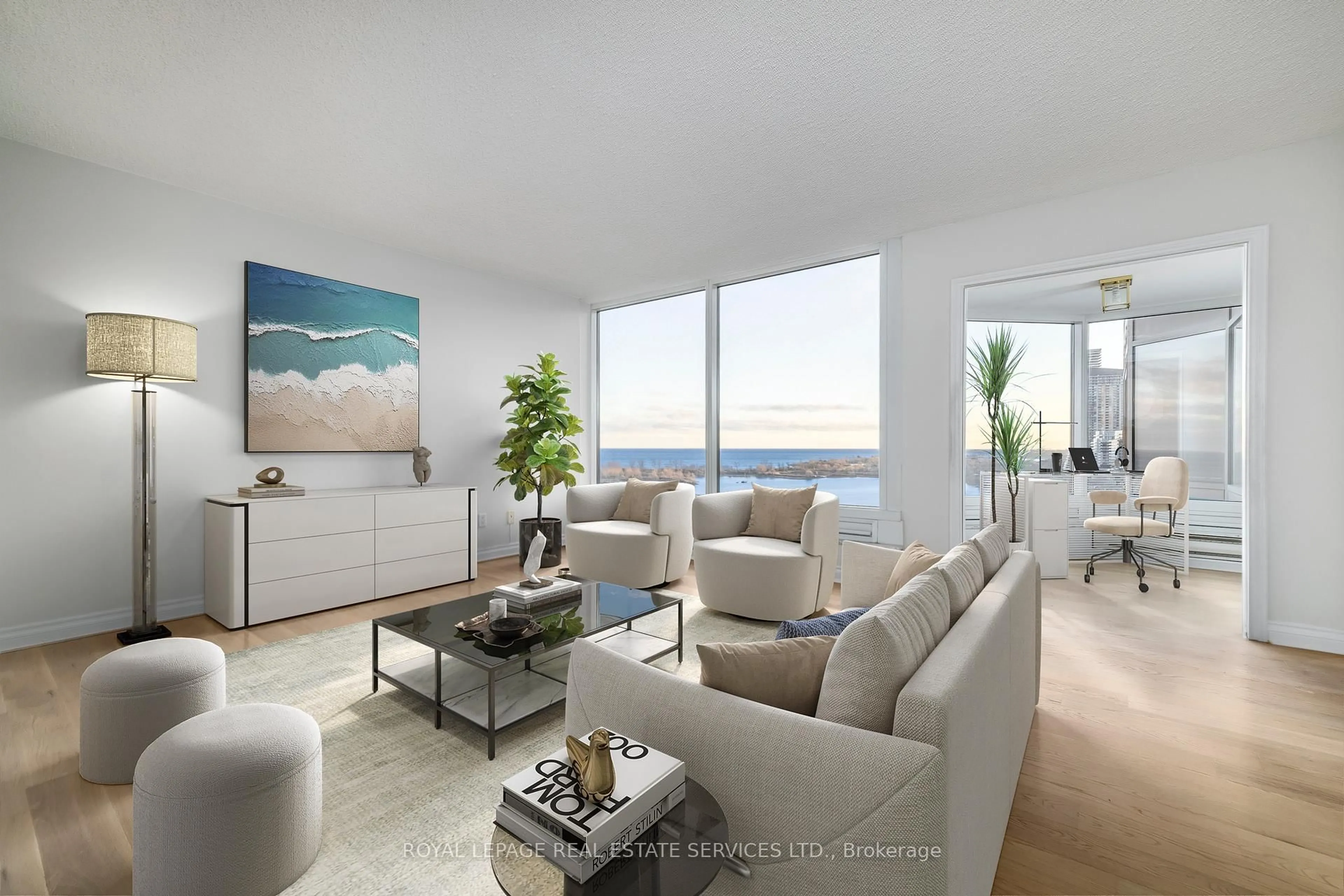 Living room with furniture, unknown for 1 Palace Pier Crt #1605, Toronto Ontario M8V 3W9