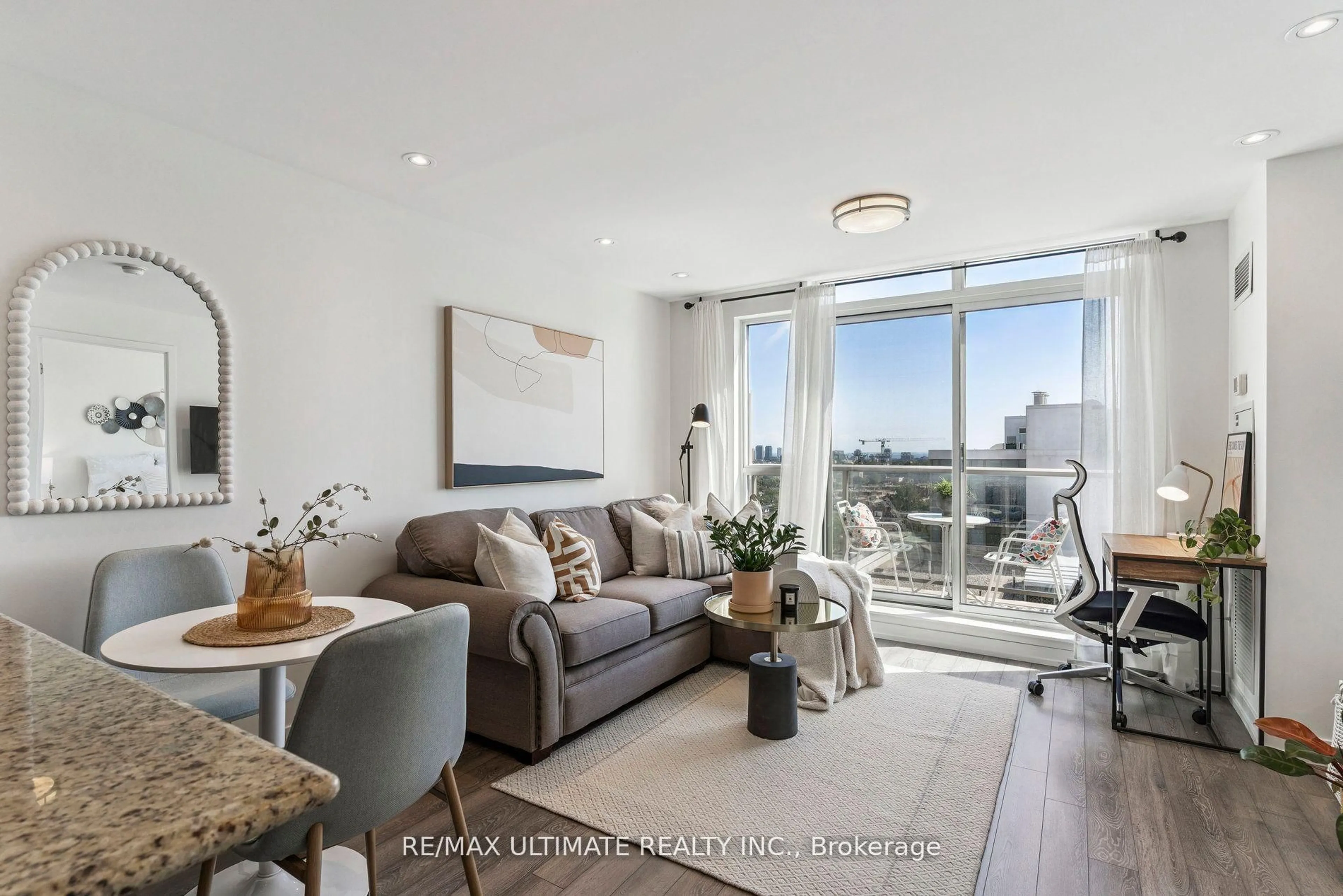 Living room with furniture, wood/laminate floor for 816 Lansdowne Ave #1402, Toronto Ontario M6H 4K6