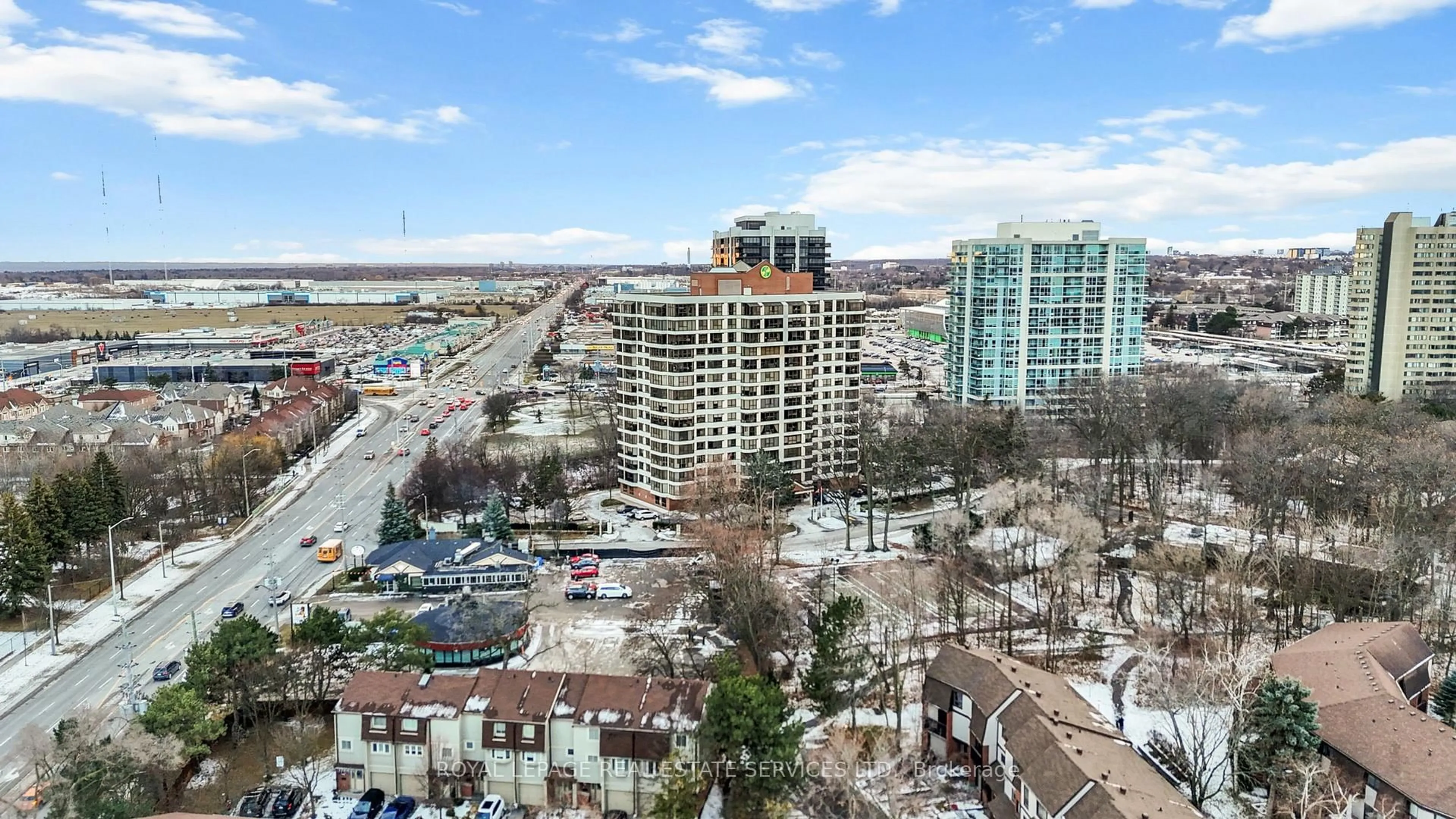 A pic from outside/outdoor area/front of a property/back of a property/a pic from drone, city buildings view from balcony for 1271 Walden Circ #502, Mississauga Ontario L5J 4R4