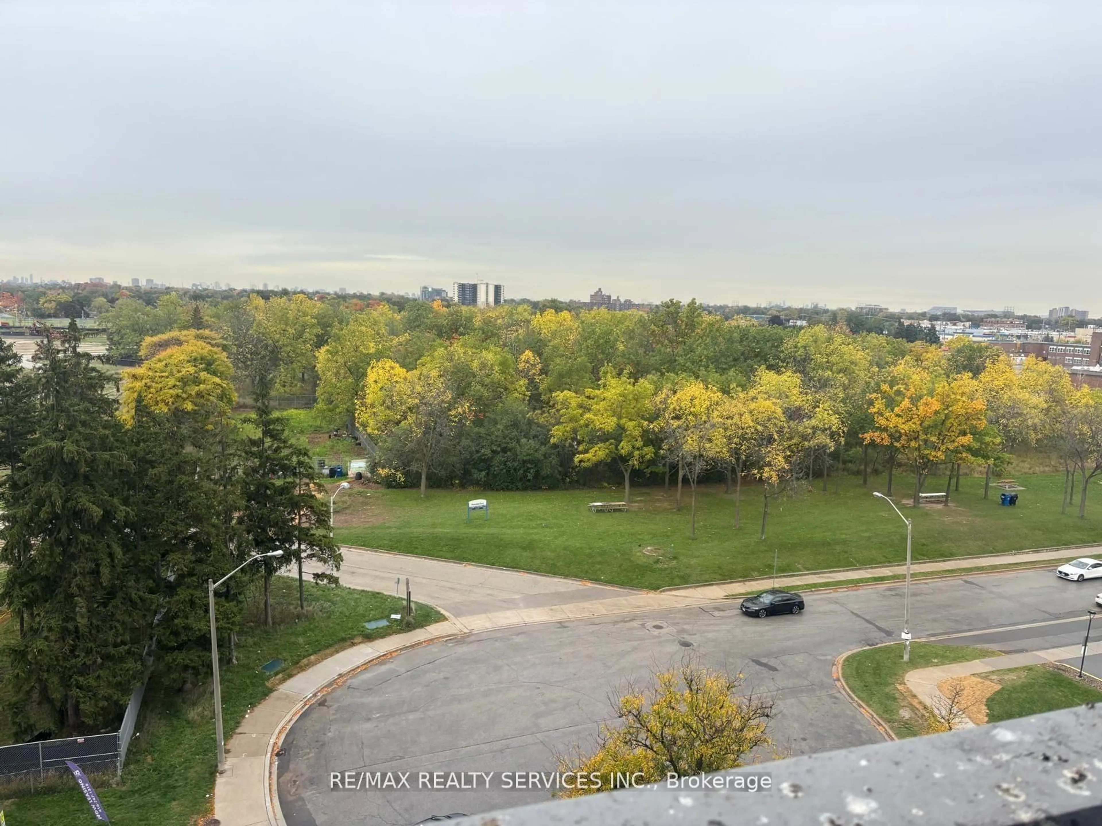 A pic from outside/outdoor area/front of a property/back of a property/a pic from drone, city buildings view from balcony for 40 Panorama Crt #806, Toronto Ontario M9V 4M1