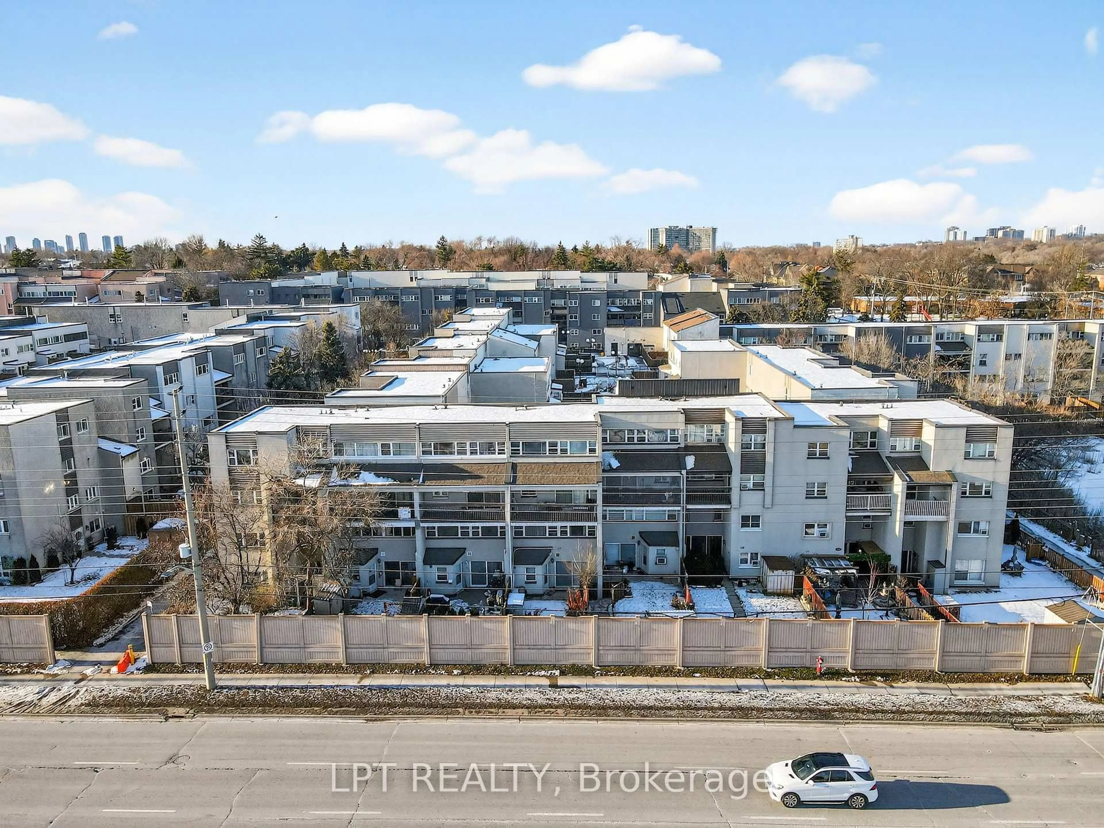 A pic from outside/outdoor area/front of a property/back of a property/a pic from drone, city buildings view from balcony for 3040 Constitution Blvd #103, Mississauga Ontario L4Y 3X7