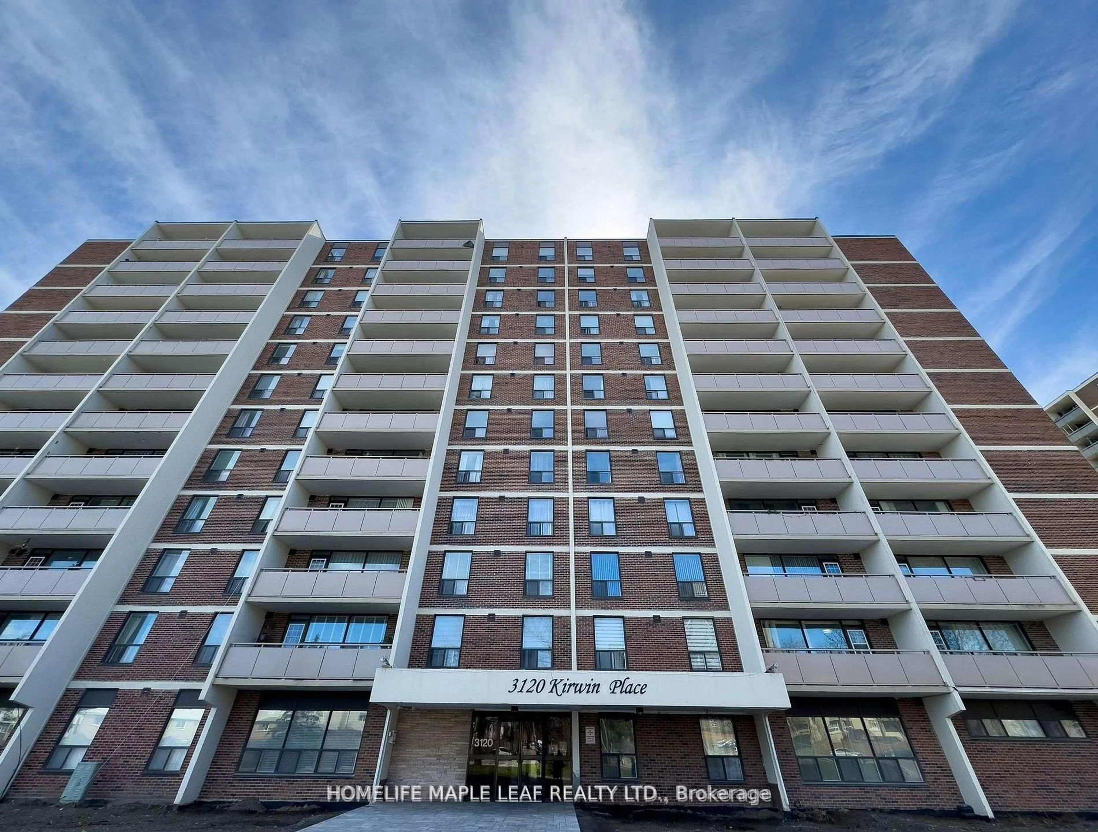 A pic from outside/outdoor area/front of a property/back of a property/a pic from drone, building for 3120 Kirwin Ave #908, Mississauga Ontario L5A 3R2