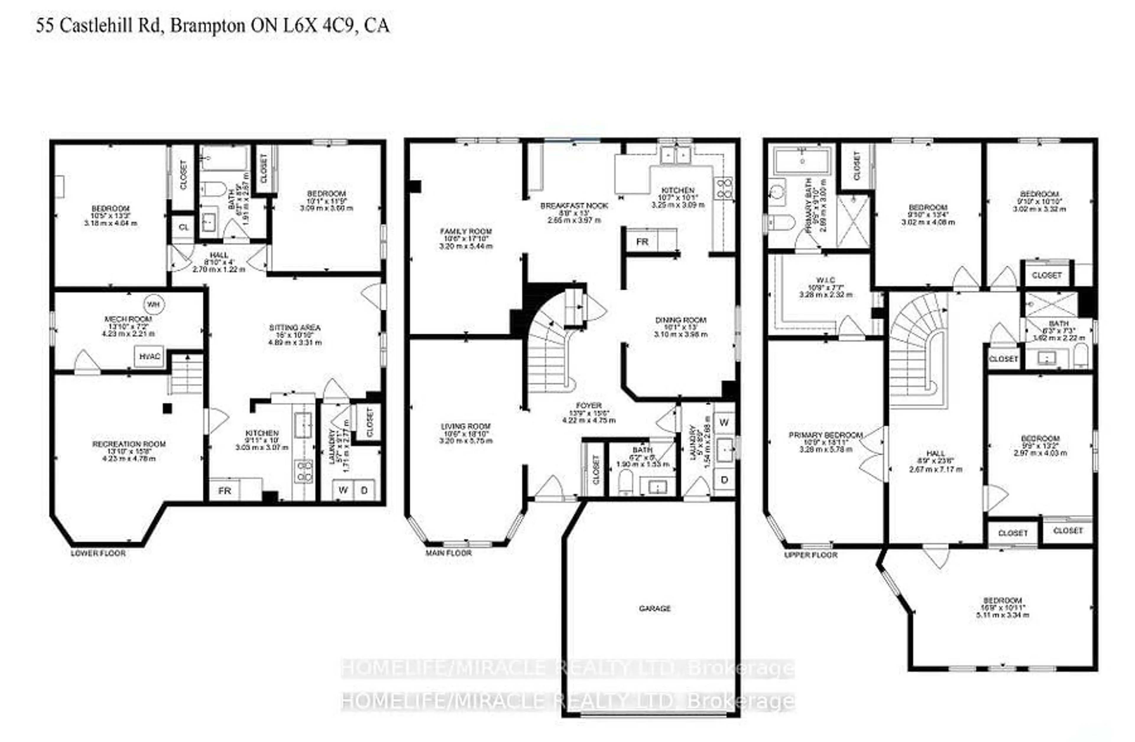 Floor plan for 55 Castlehill Rd, Brampton Ontario L6X 4C9