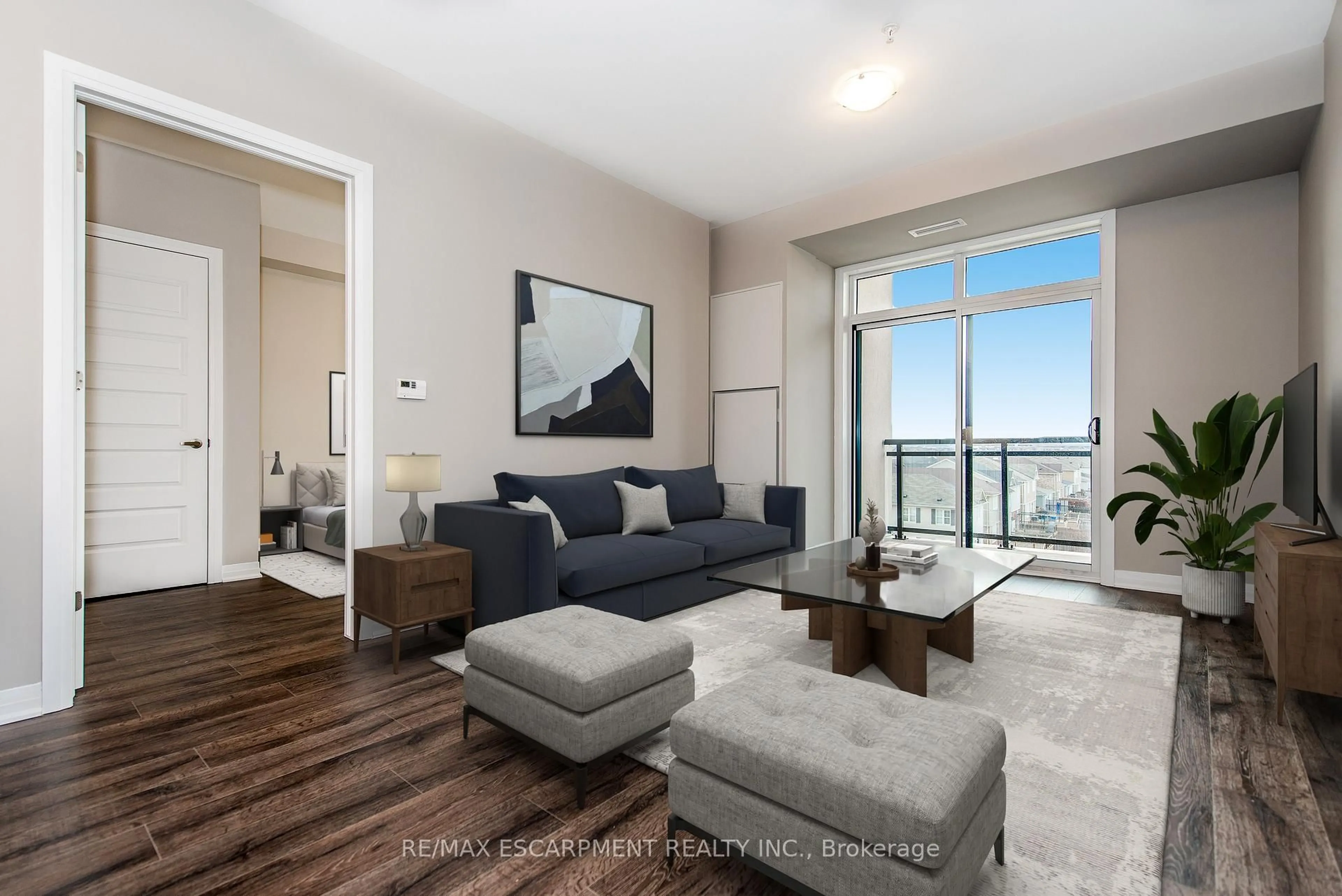 Living room with furniture, unknown for 1105 Leger Way #412, Milton Ontario L9E 1K7