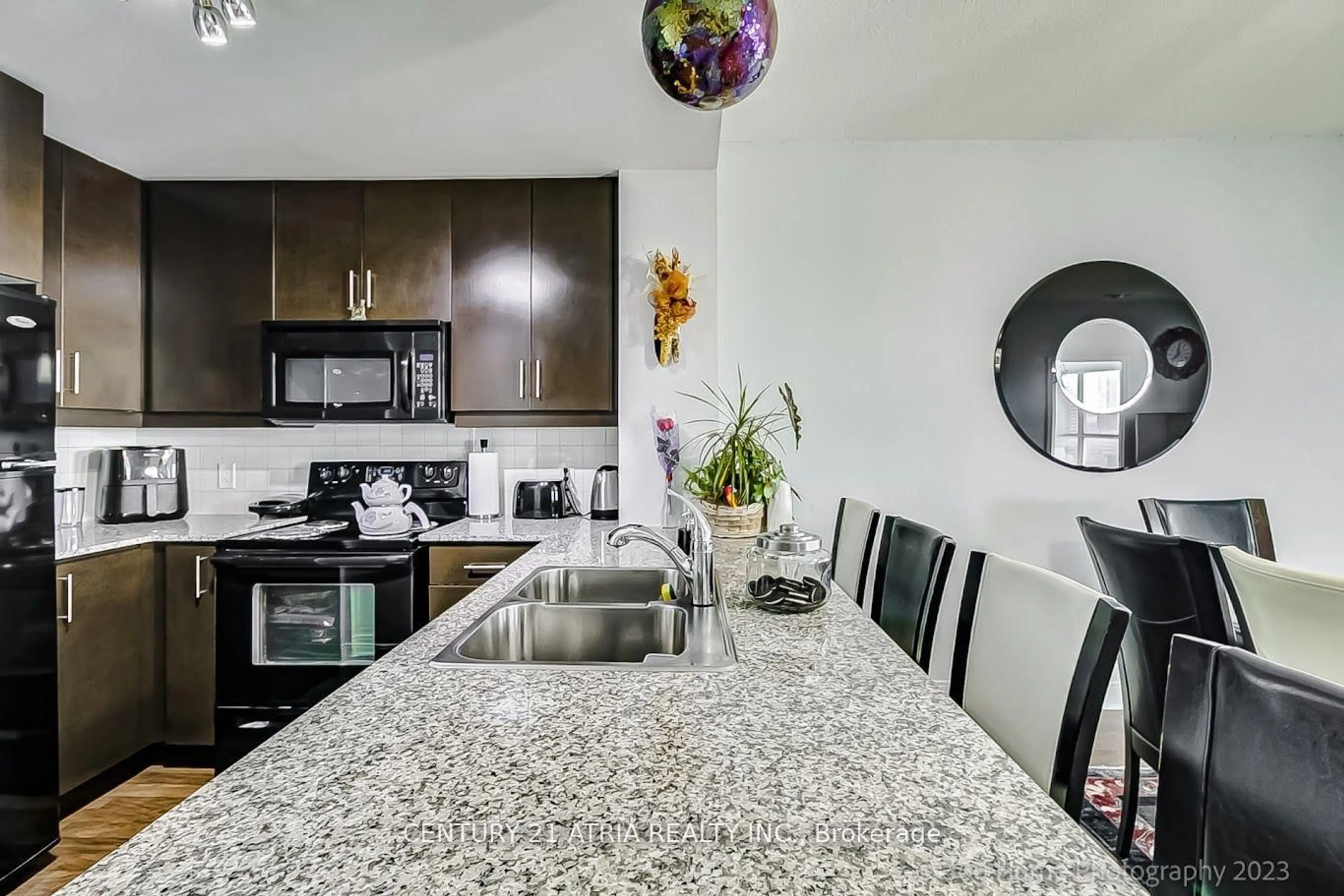 Contemporary kitchen, ceramic/tile floor for 60 Absolute Ave #2203, Mississauga Ontario L4Z 0A9