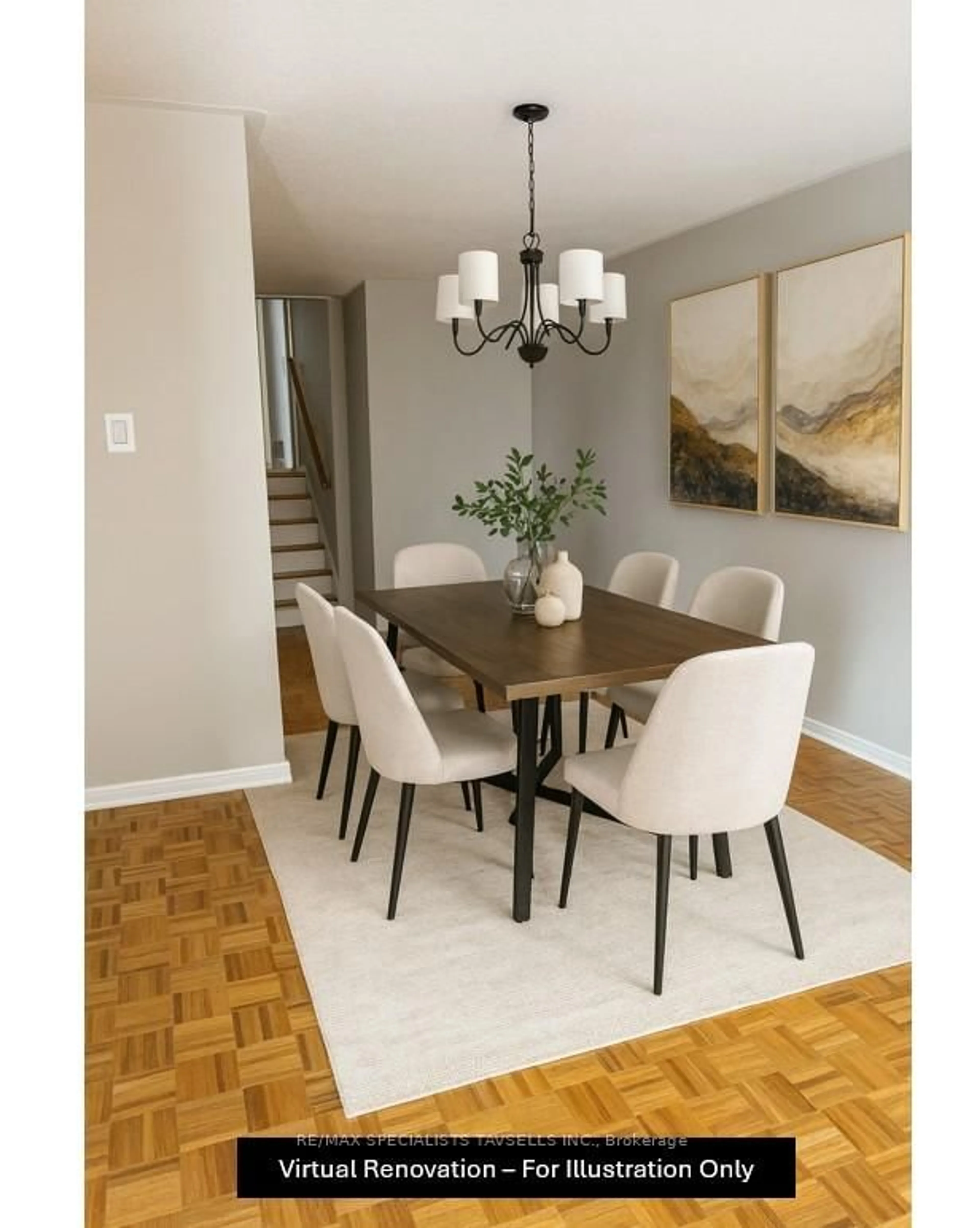 Dining room, wood/laminate floor for 242 Archdekin Dr, Brampton Ontario L6V 1Z2