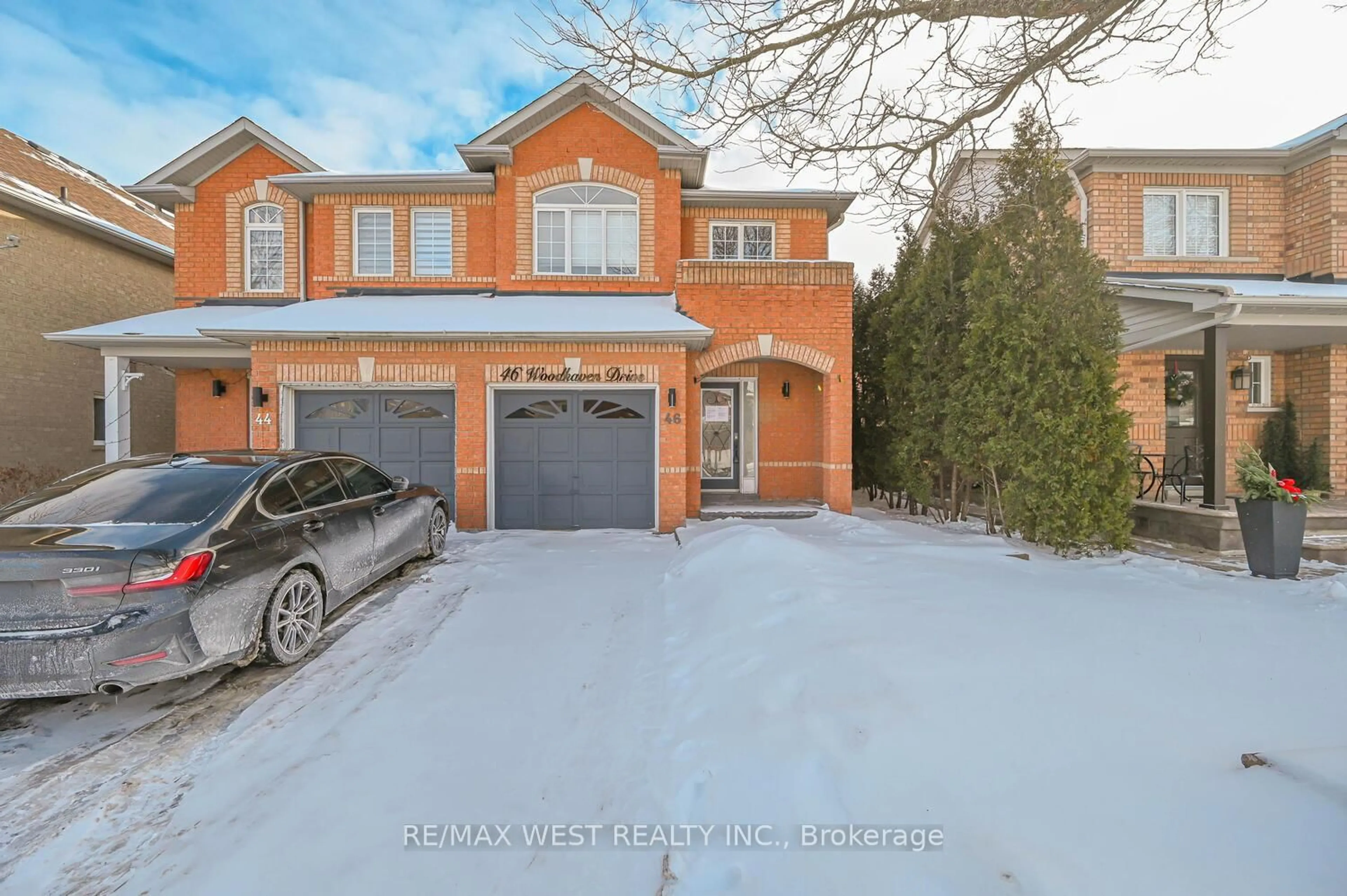 Home with brick exterior material, street for 46 Woodhaven Dr, Brampton Ontario L7A 1Y8