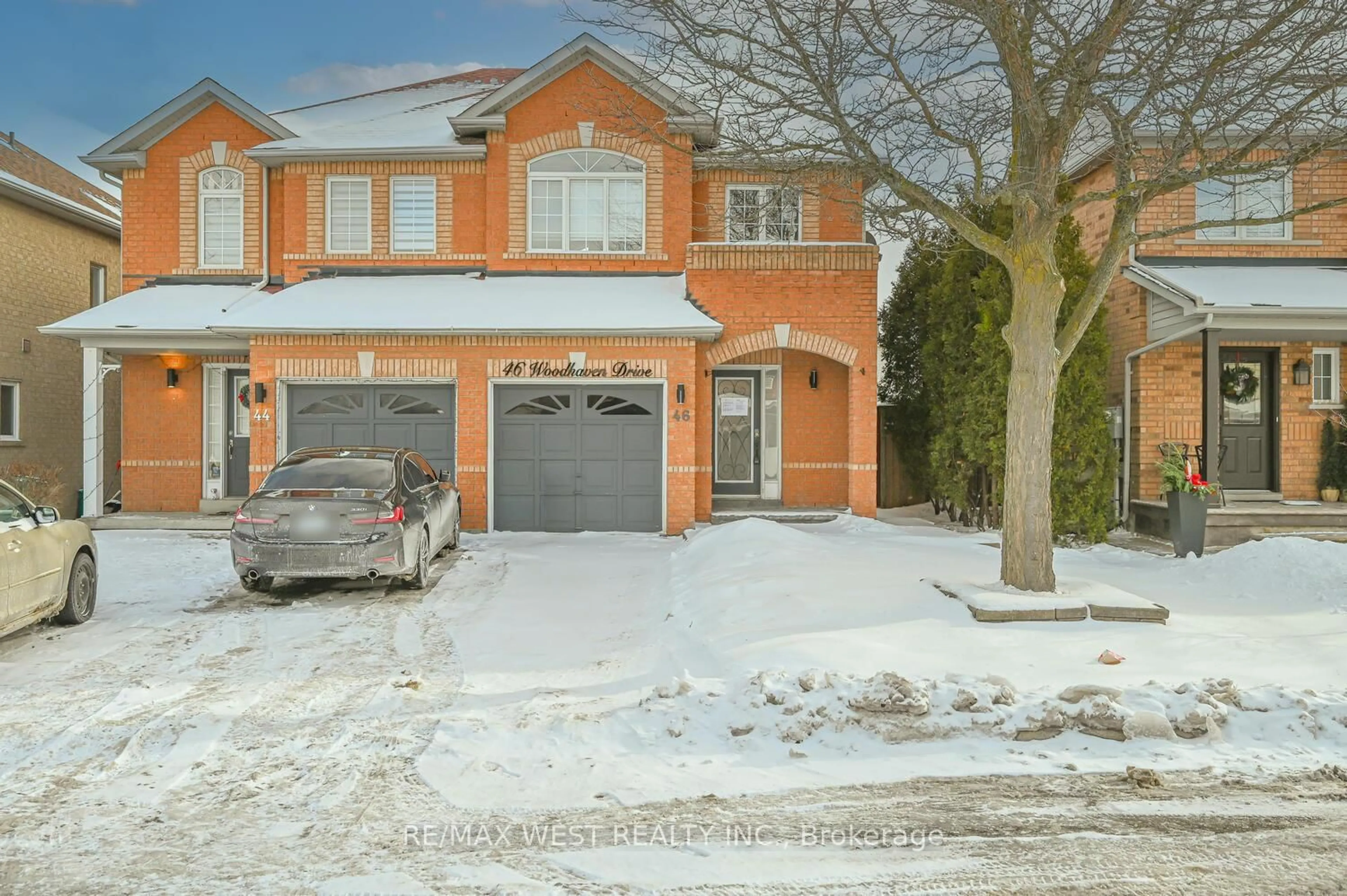 Home with brick exterior material, street for 46 Woodhaven Dr, Brampton Ontario L7A 1Y8